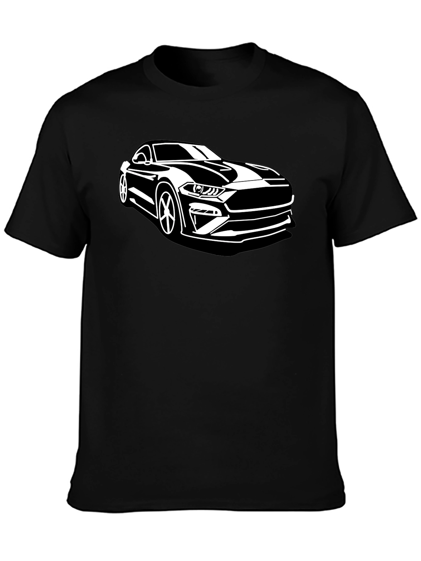 Black Mustang Car Graphic T-Shirt