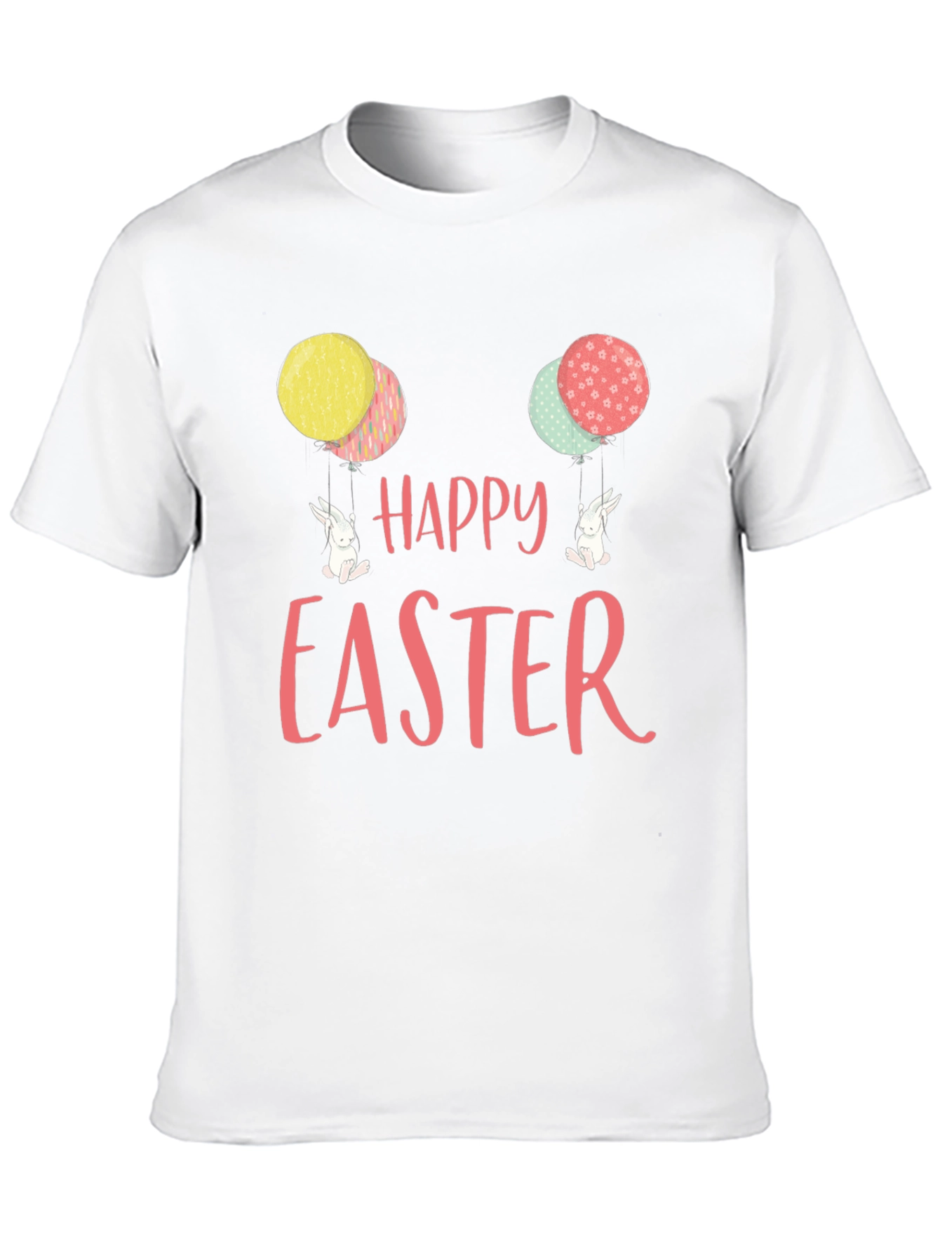 Happy Easter Bunny Balloon Black T-Shirt