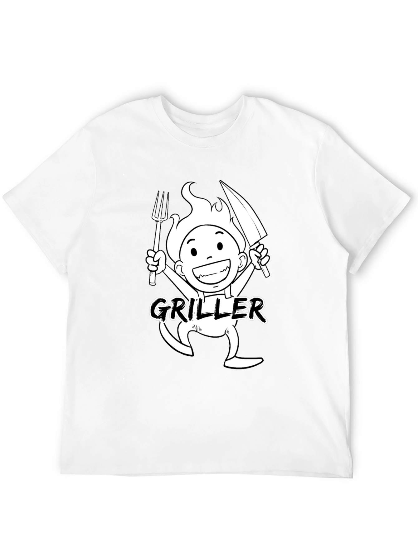 Griller Cartoon Graphic Black T-Shirt