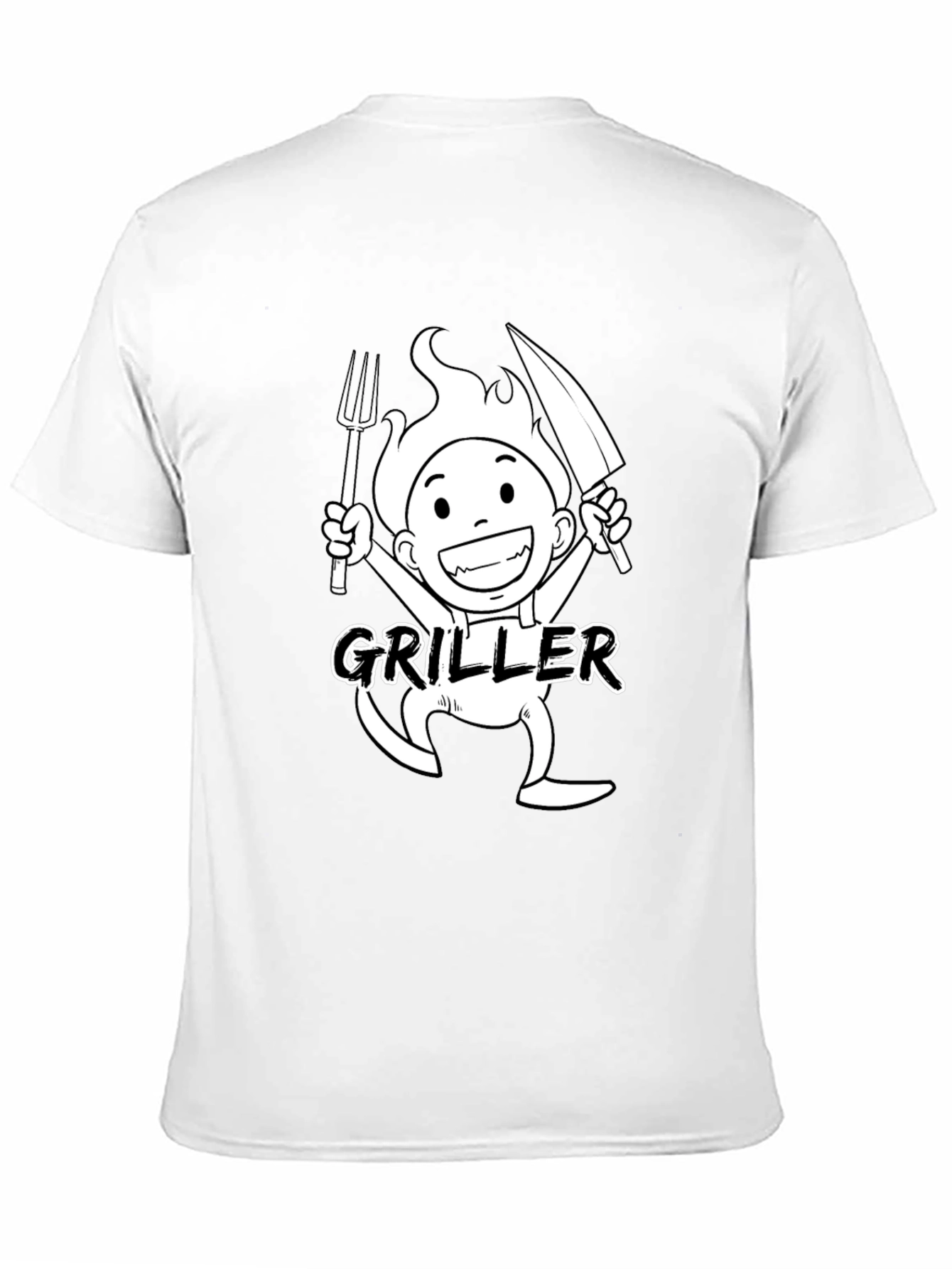 Griller Cartoon Graphic Black T-Shirt
