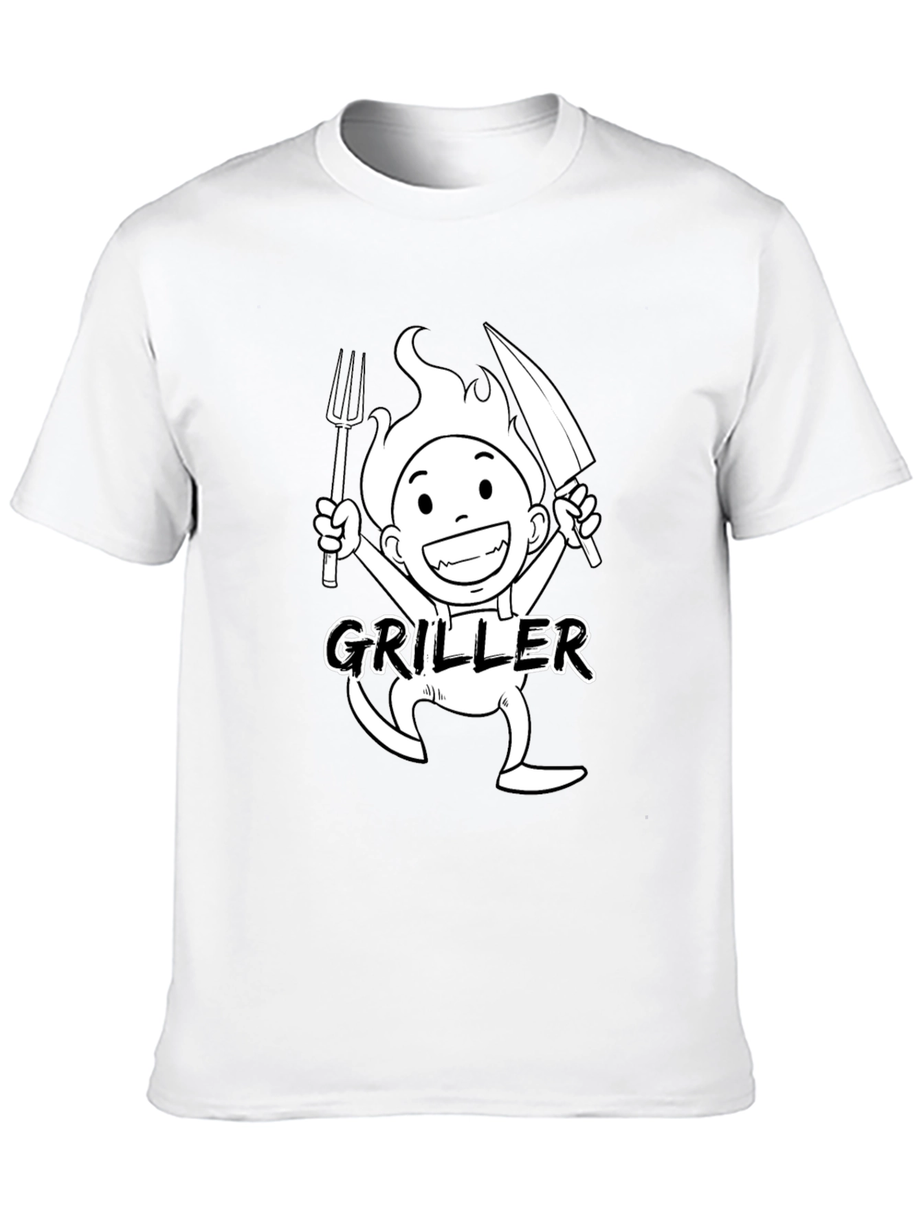 Griller Cartoon Graphic Black T-Shirt