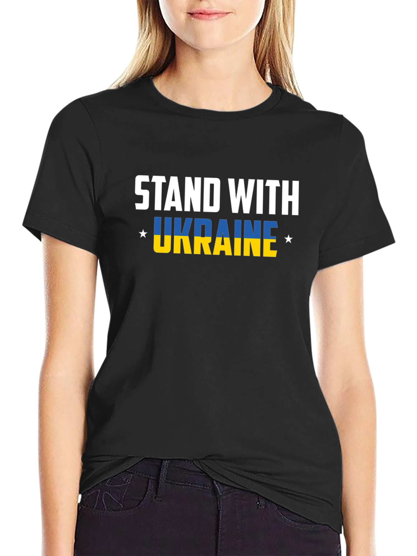 Stand With Ukraine Graphic Tee - Black Cotton T-Shirt