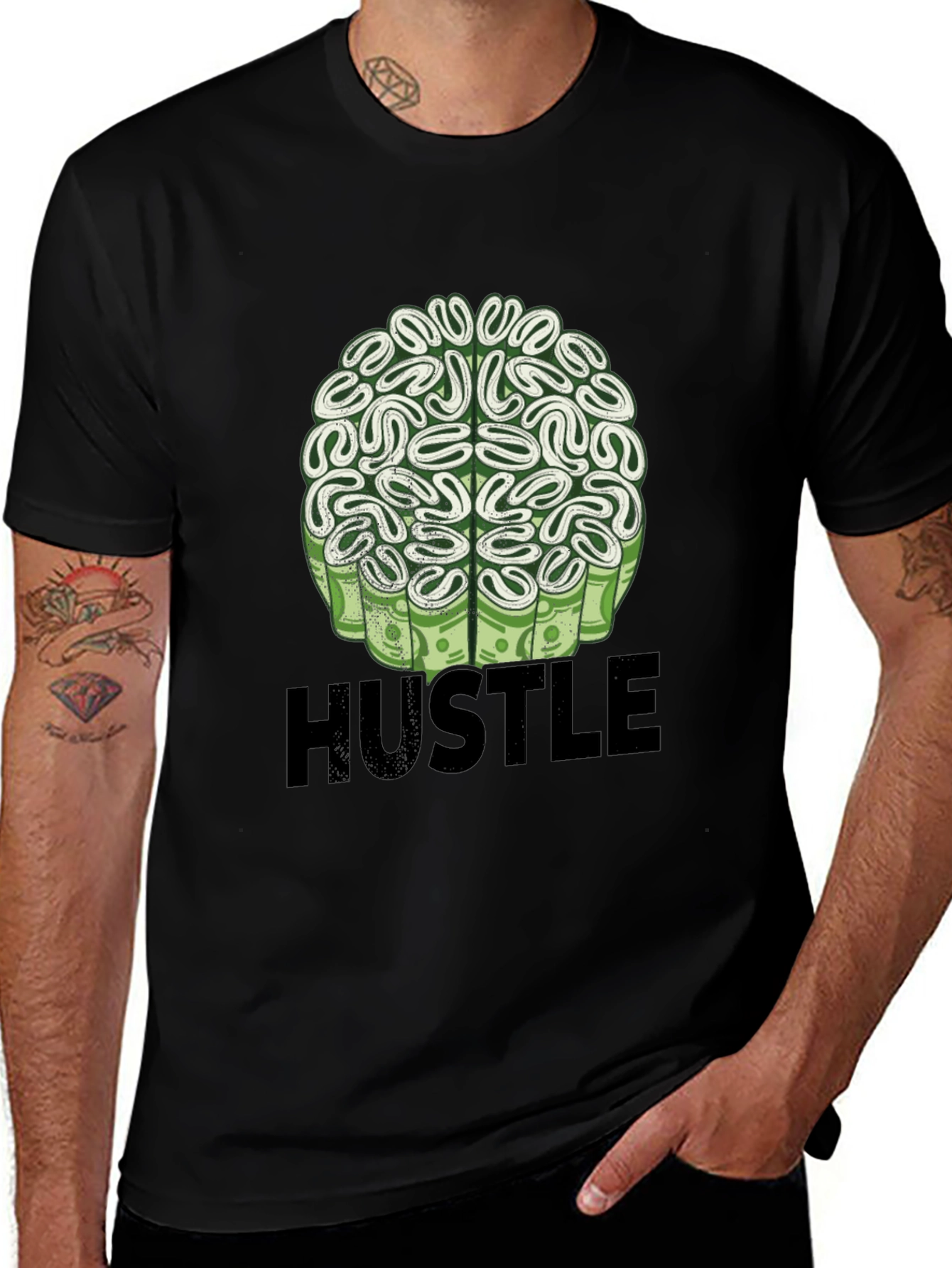 Hustle Brain Black T-Shirt - Money on My Mind