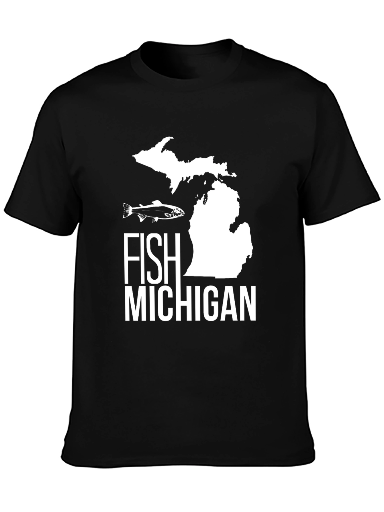 Fish Michigan T-Shirt - Black Graphic Tee