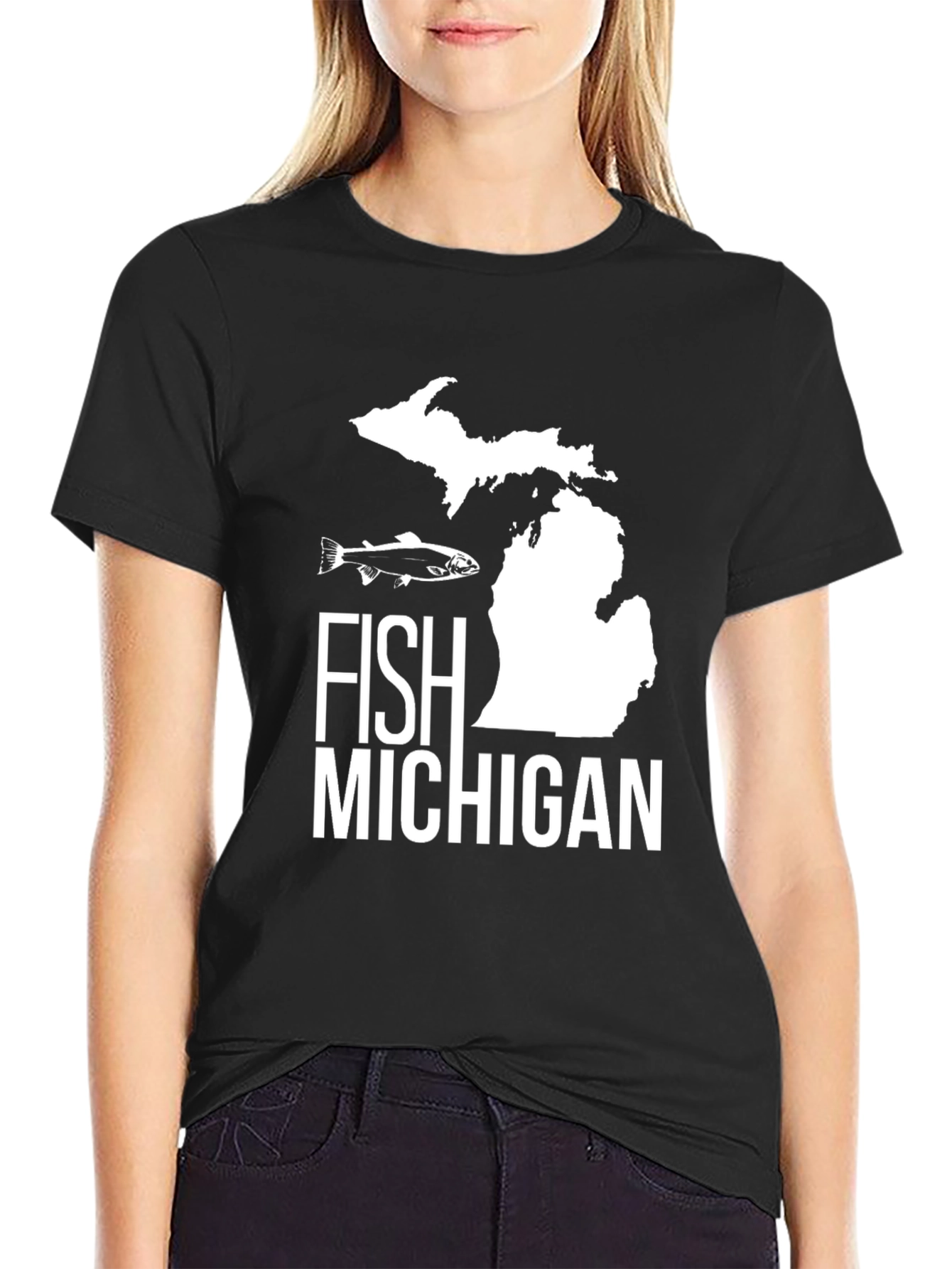 Fish Michigan T-Shirt - Black Graphic Tee