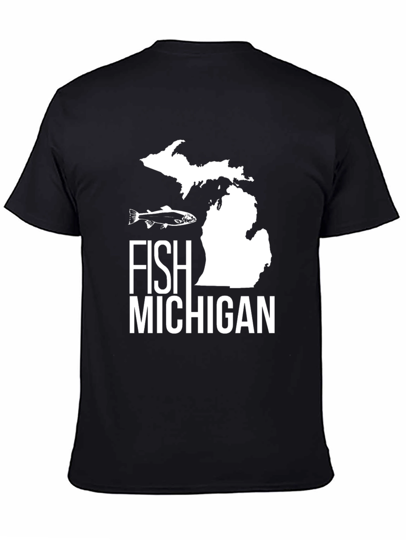 Fish Michigan T-Shirt - Black Graphic Tee