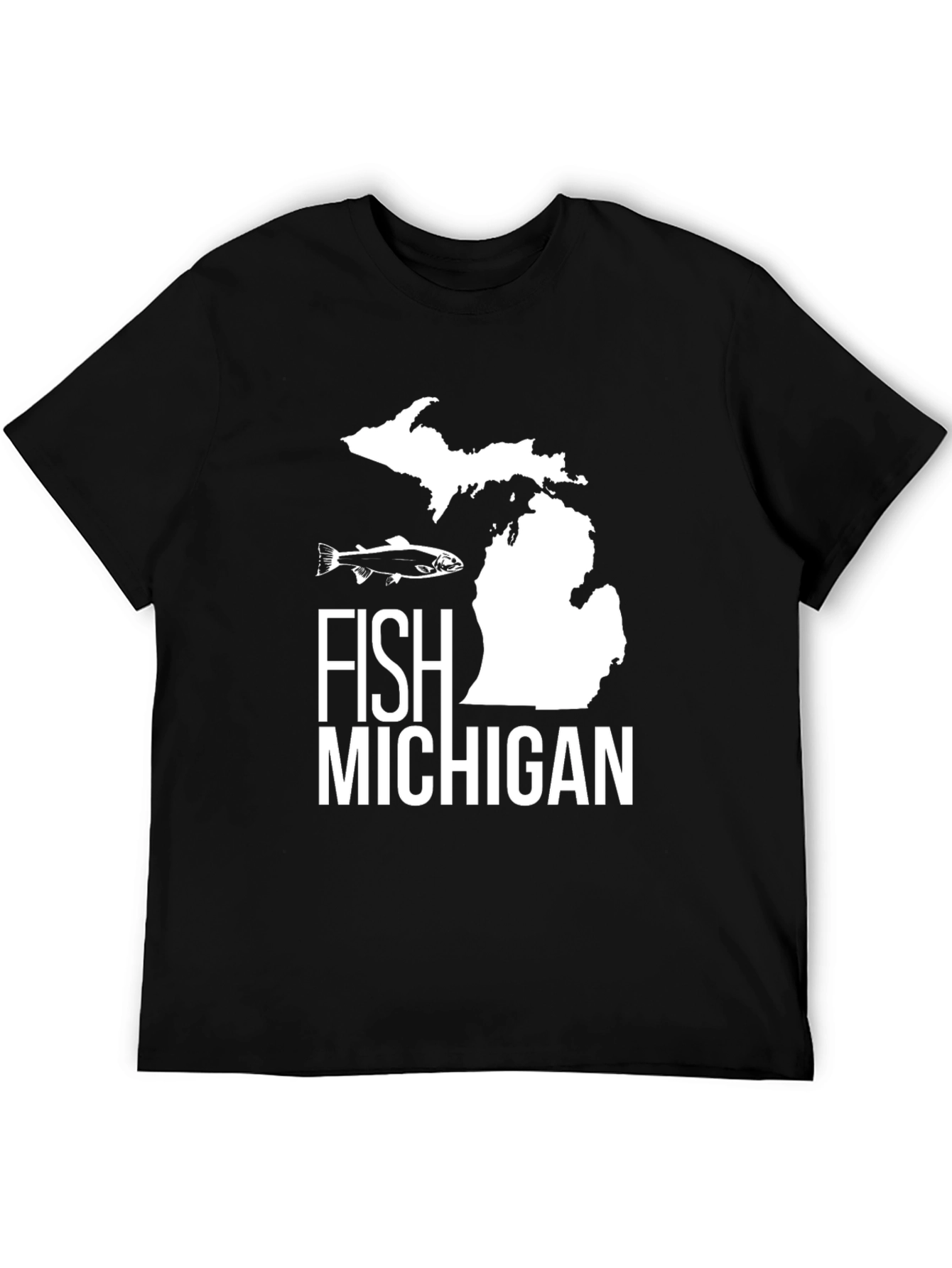 Fish Michigan T-Shirt - Black Graphic Tee