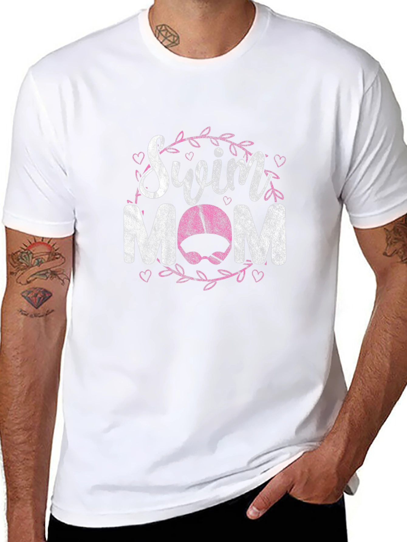 Swim Mom Graphic T-Shirt - Black Cotton Blend