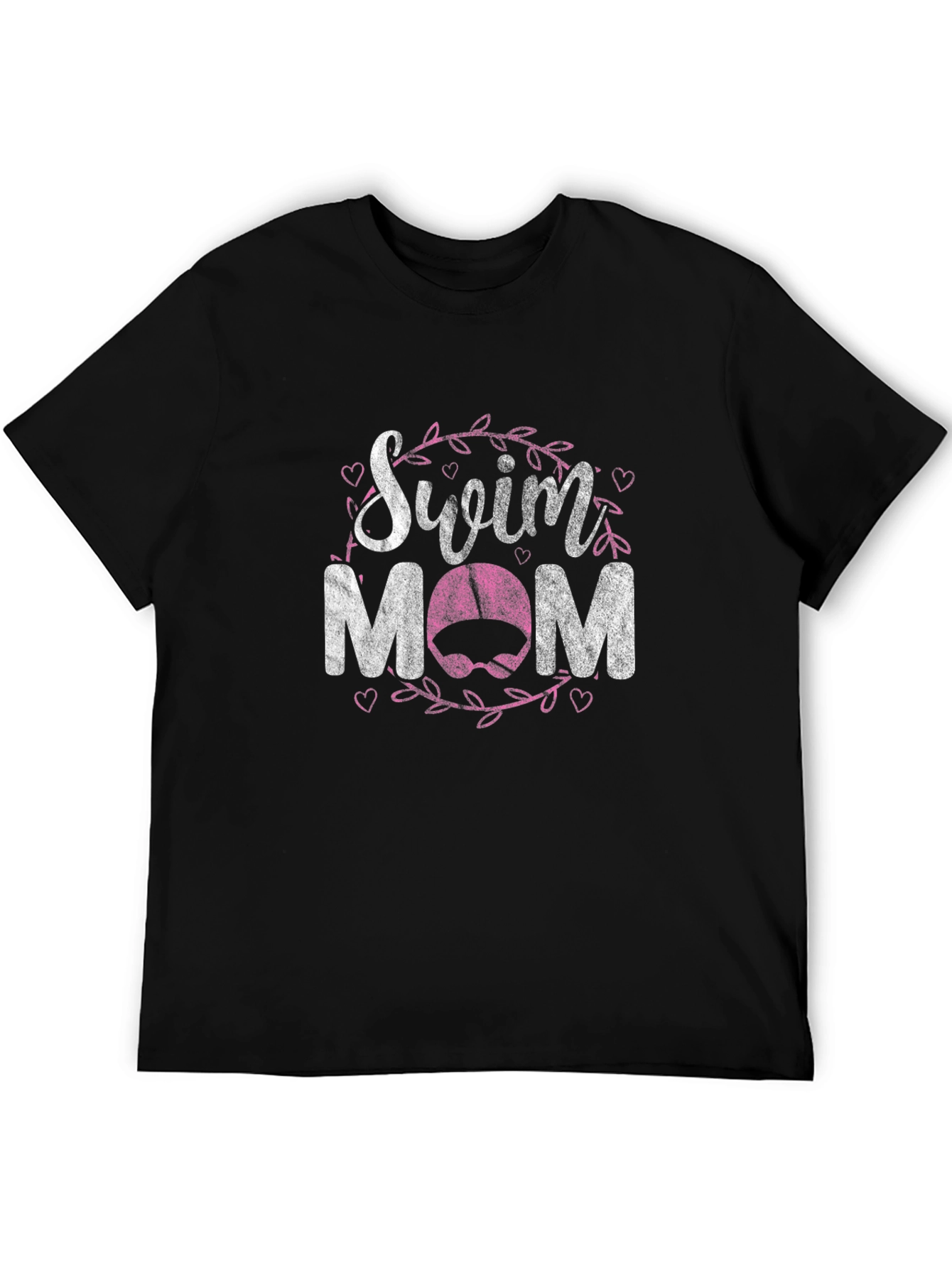 Swim Mom Graphic T-Shirt - Black Cotton Blend