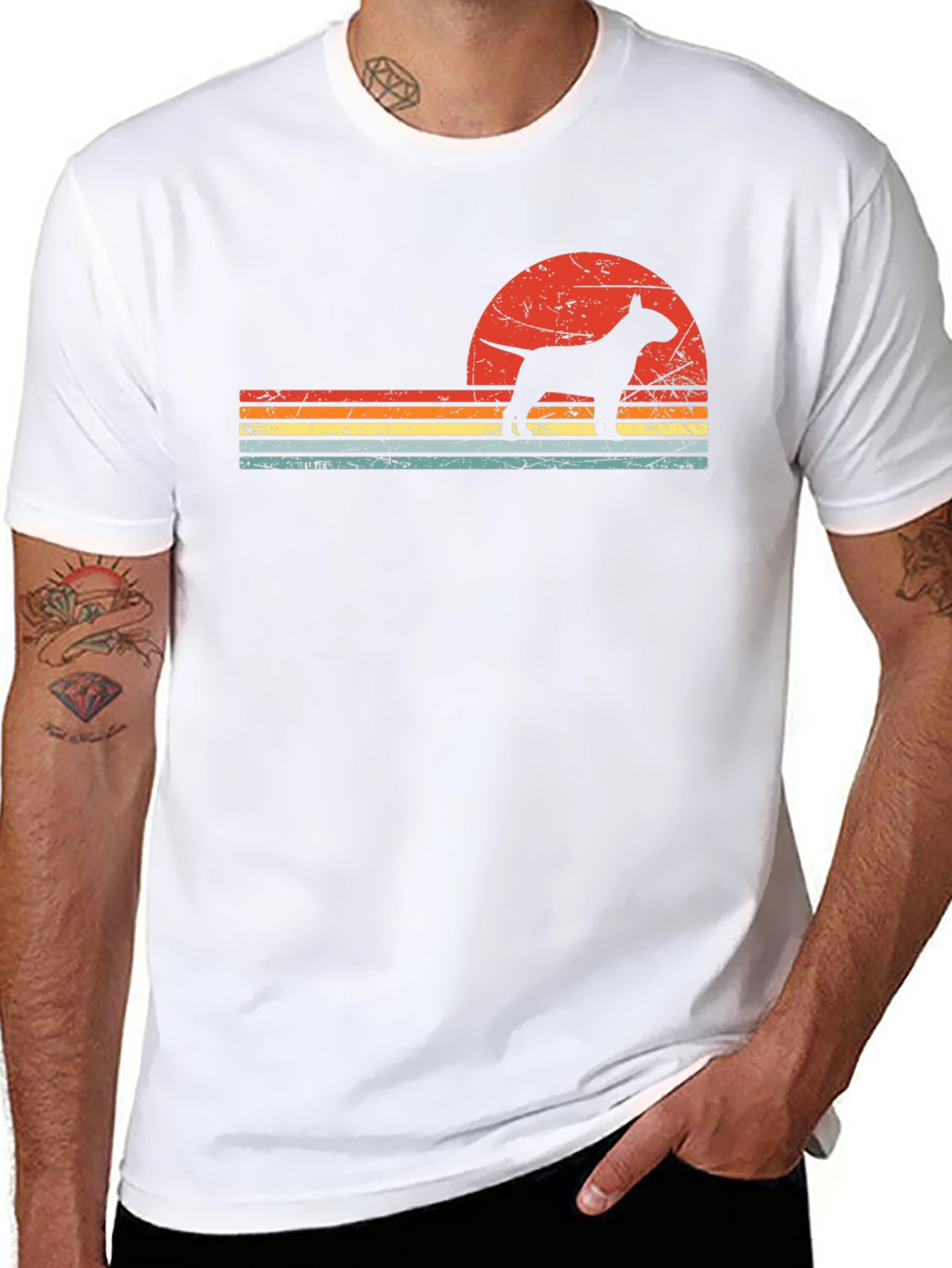 Retro Bull Terrier Sunset T-Shirt