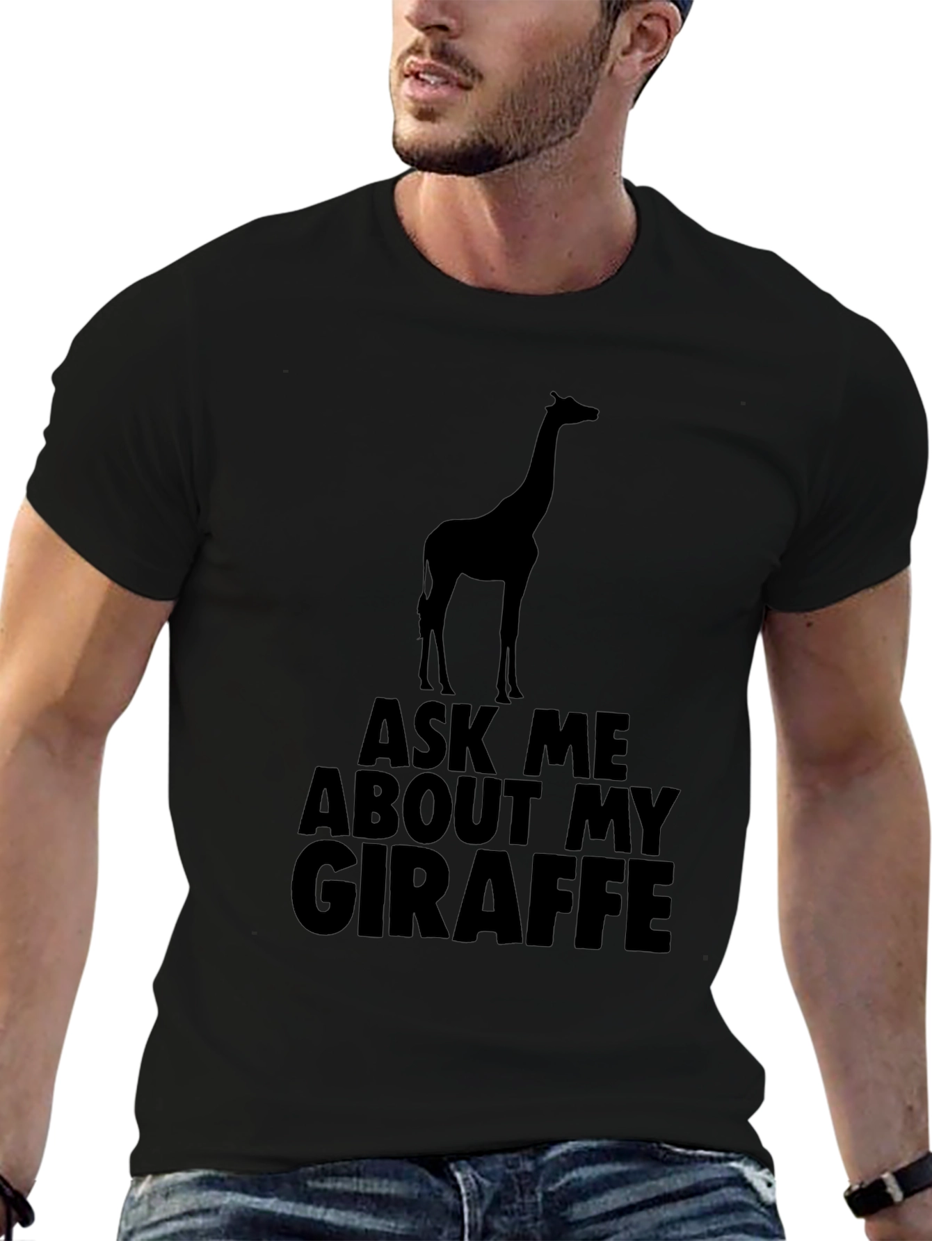 Ask Me About My Giraffe T-Shirt - Black