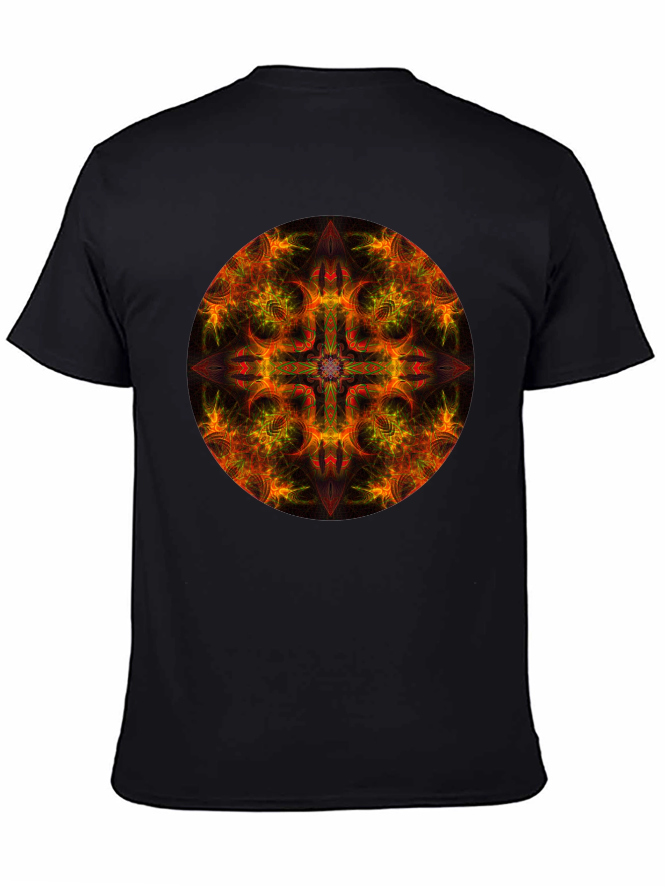 Fiery Mandala Graphic Black T-Shirt