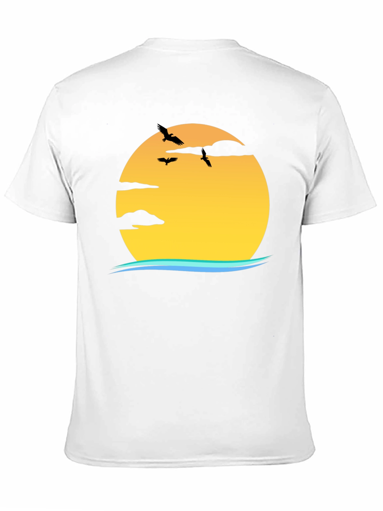 Sunset Birds Graphic Black T-Shirt