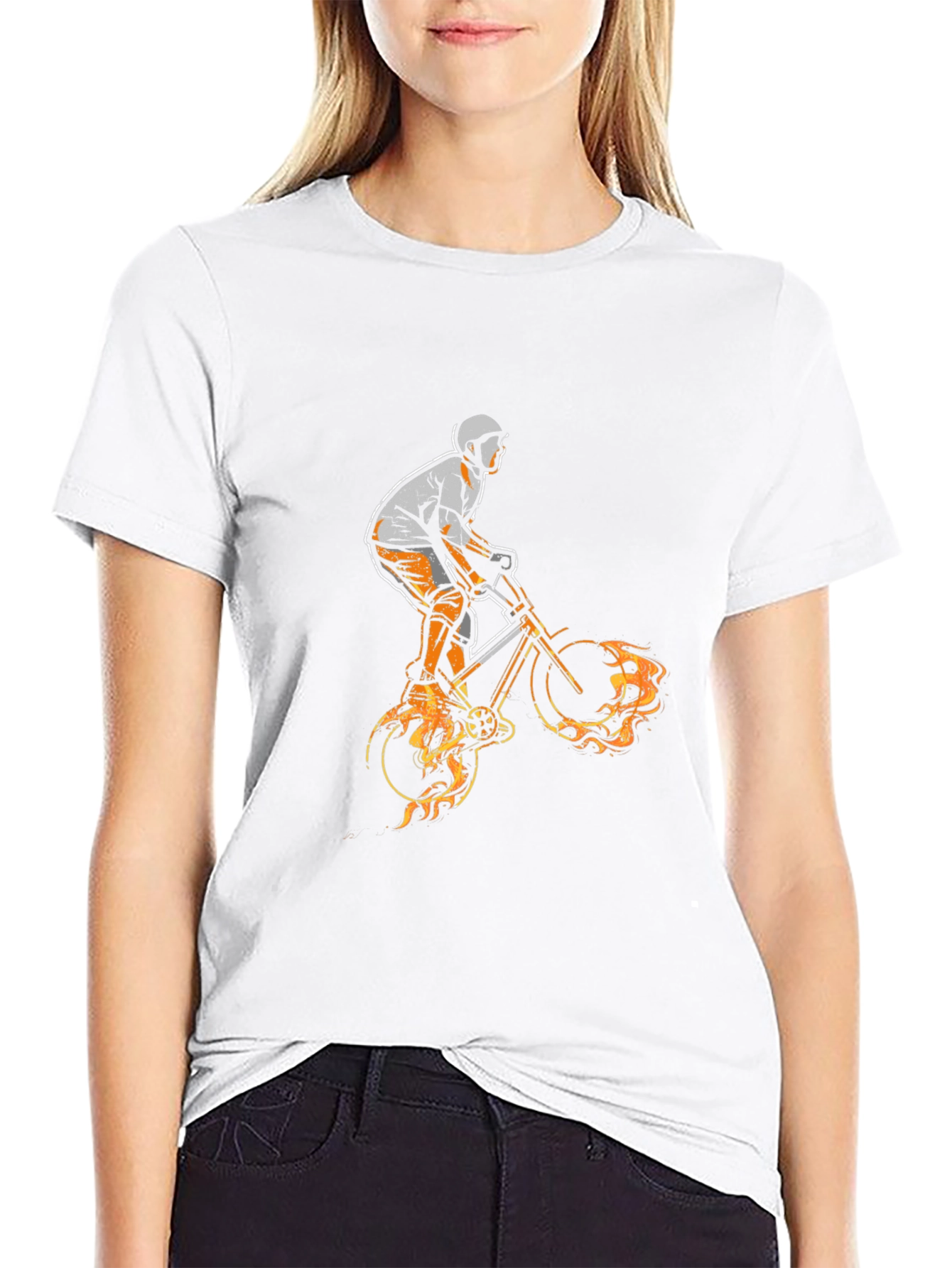 Mens Black Graphic Tee - BMX Biker Design