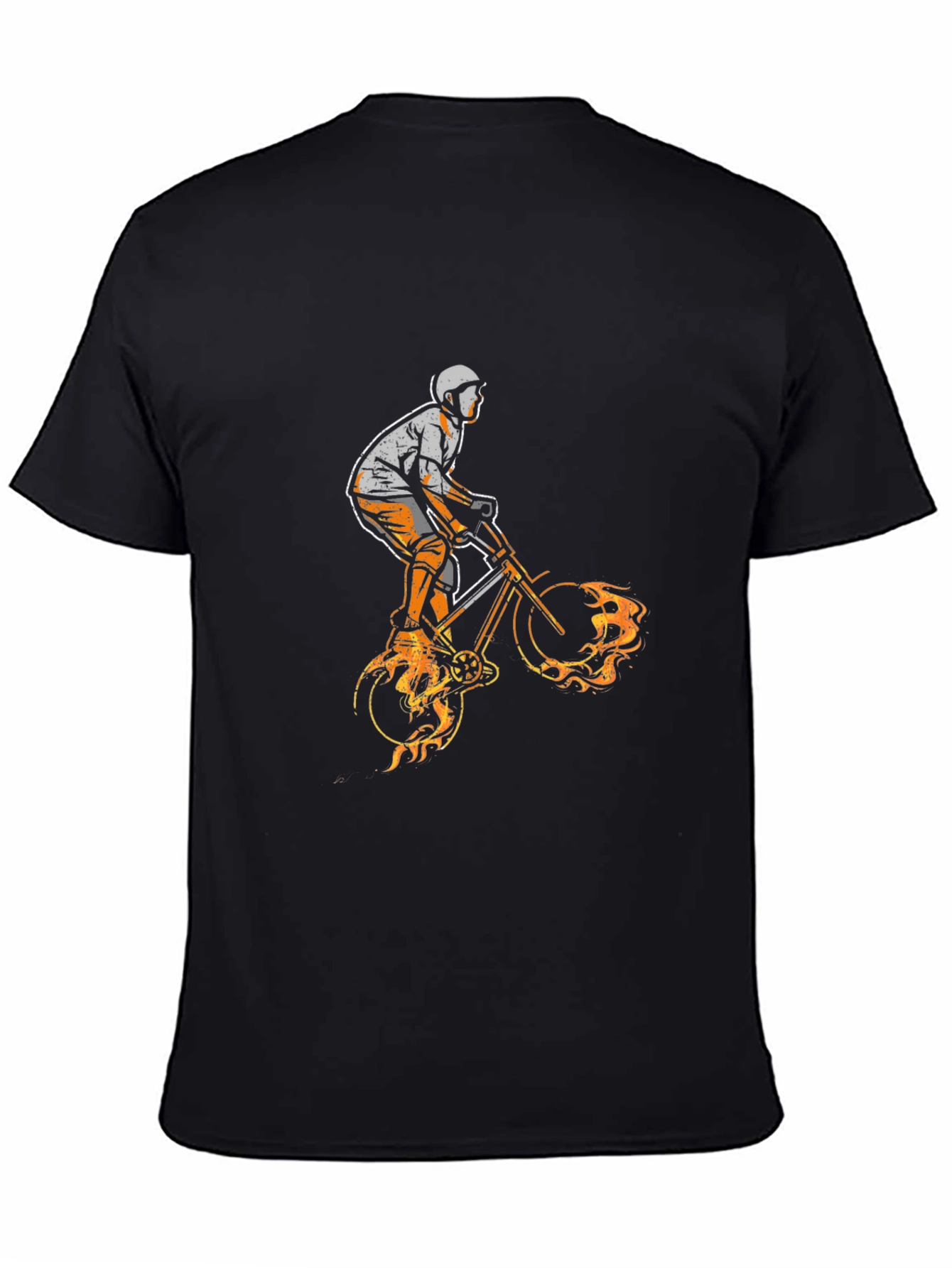 Mens Black Graphic Tee - BMX Biker Design