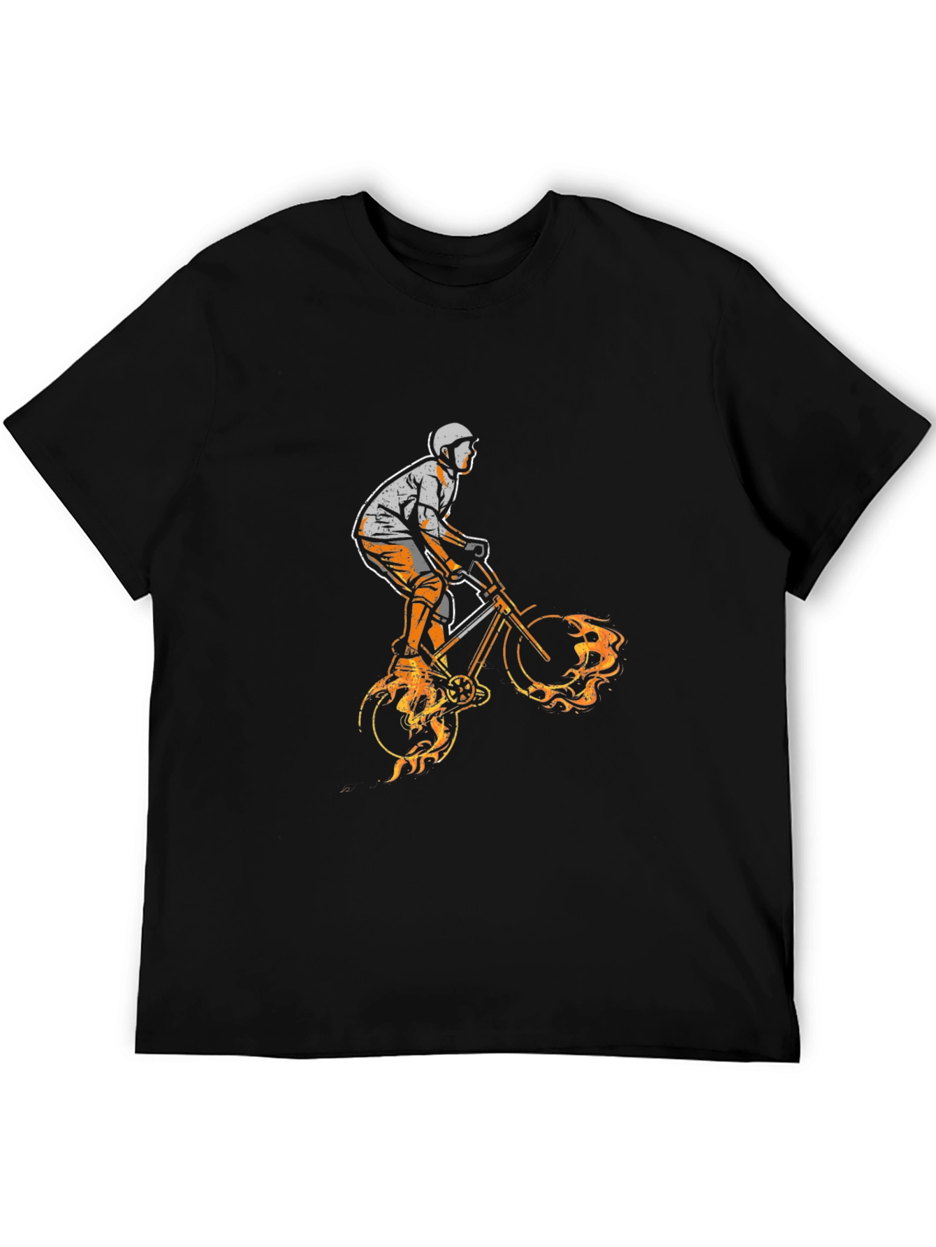Mens Black Graphic Tee - BMX Biker Design