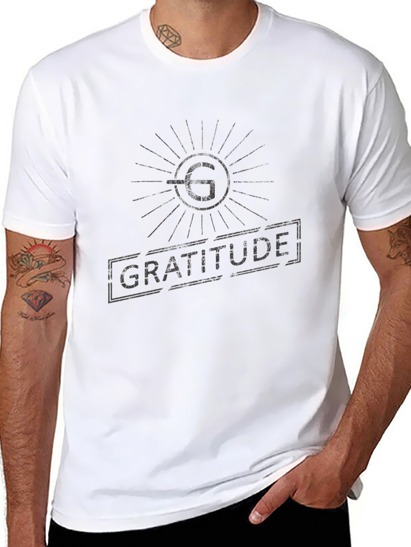 Gratitude Graphic Print Black T-Shirt