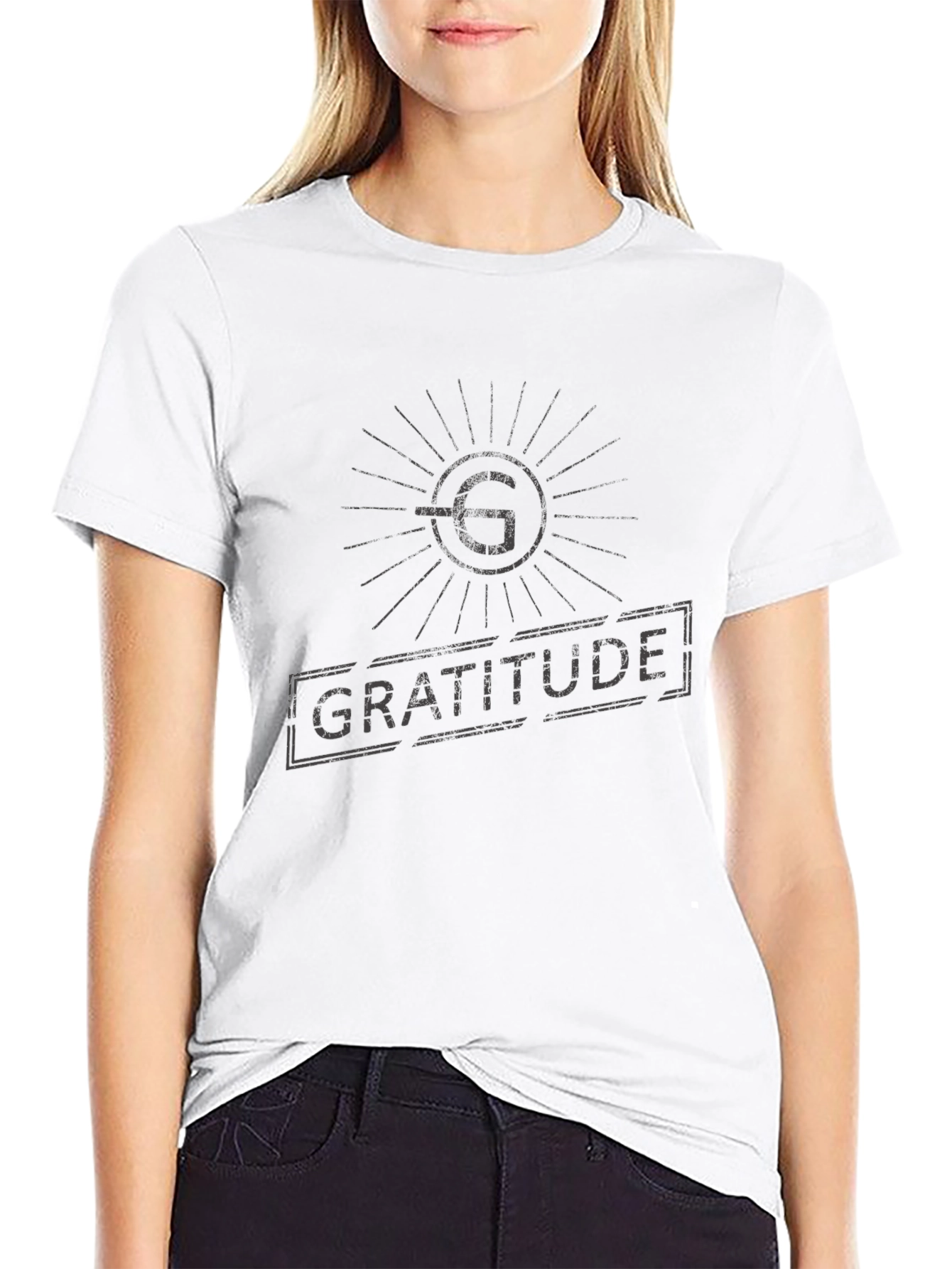 Gratitude Graphic Print Black T-Shirt