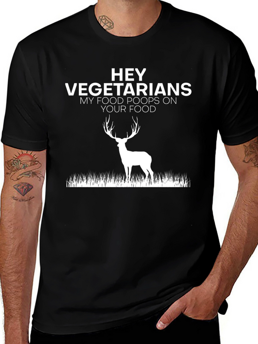 Funny Vegetarian Humor Black Graphic T-Shirt