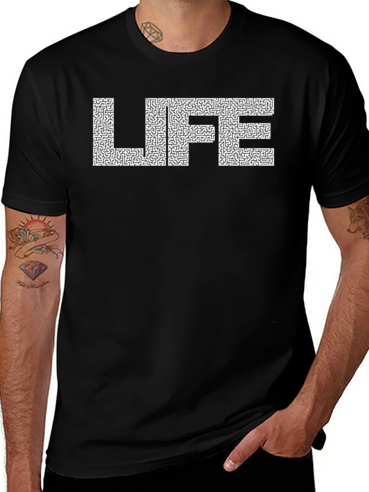 Life Maze T-Shirt - Black Crew Neck