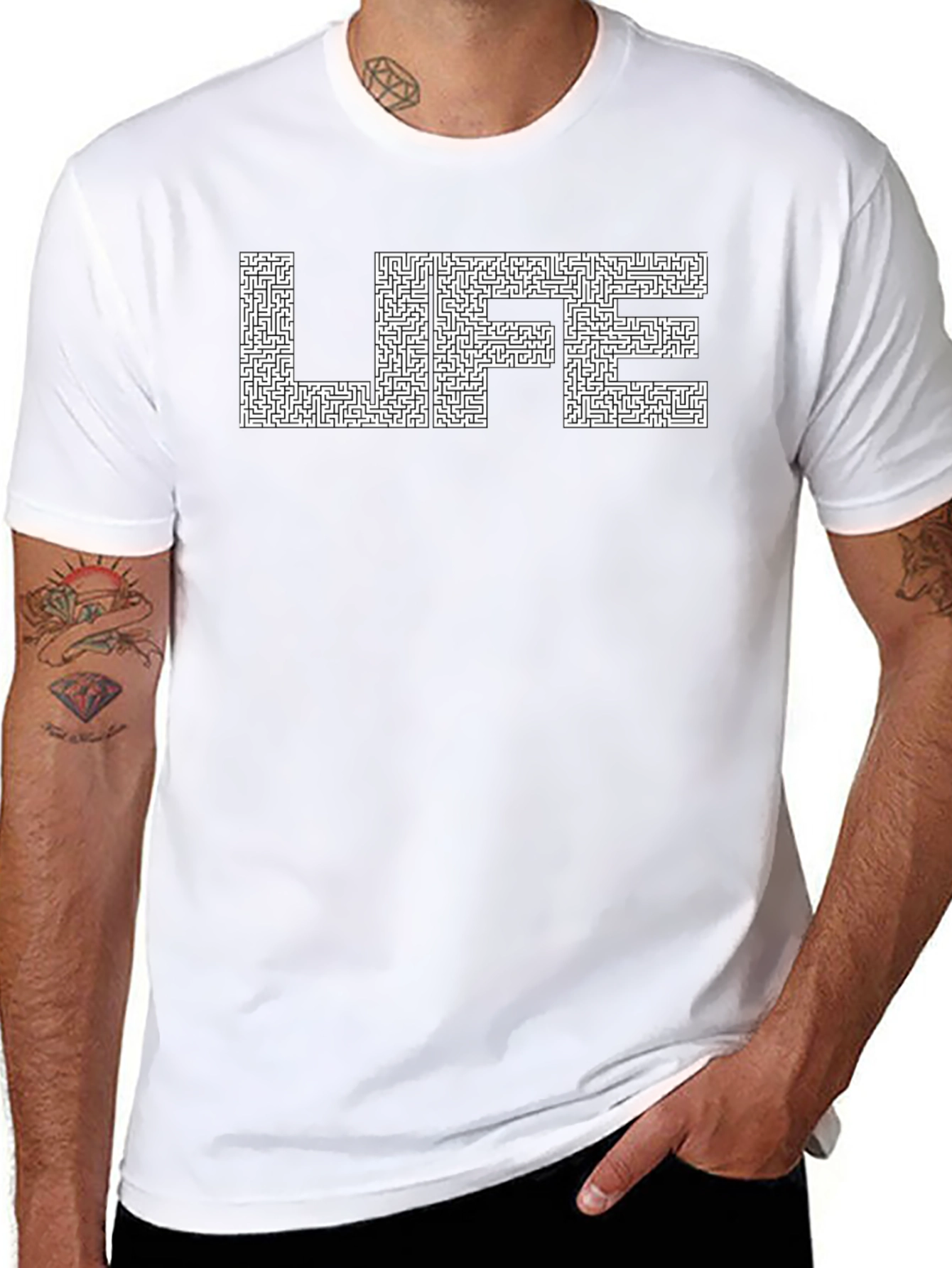 Life Maze T-Shirt - Black Crew Neck
