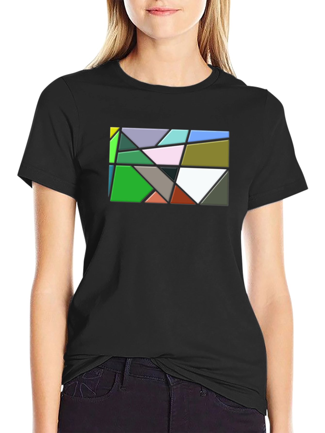 Geometric Abstract Art Mens Black T-Shirt