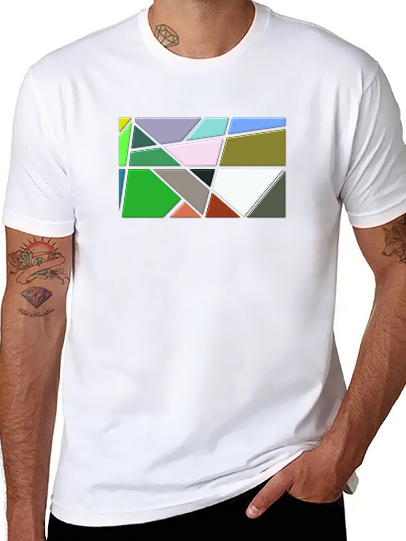 Geometric Abstract Art Mens Black T-Shirt