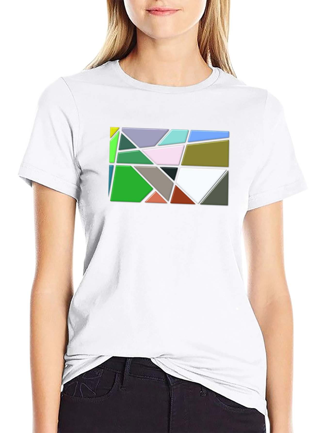 Geometric Abstract Art Mens Black T-Shirt