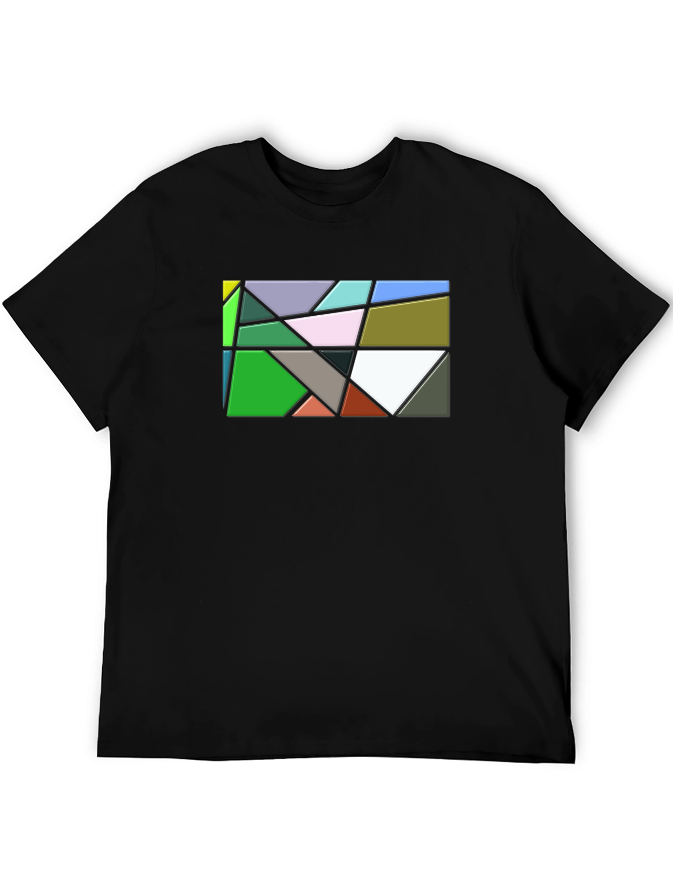 Geometric Abstract Art Mens Black T-Shirt
