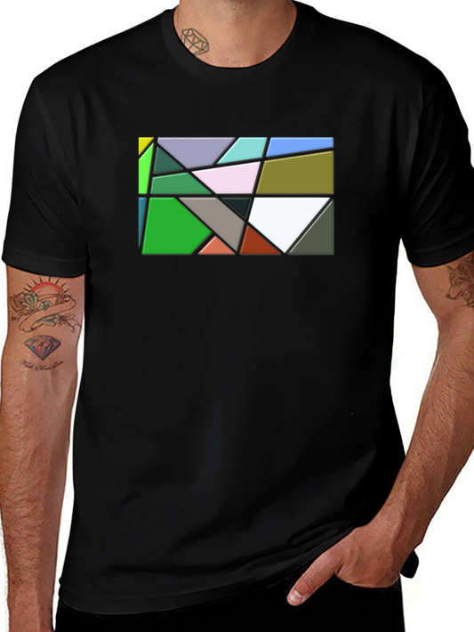 Geometric Abstract Art Mens Black T-Shirt