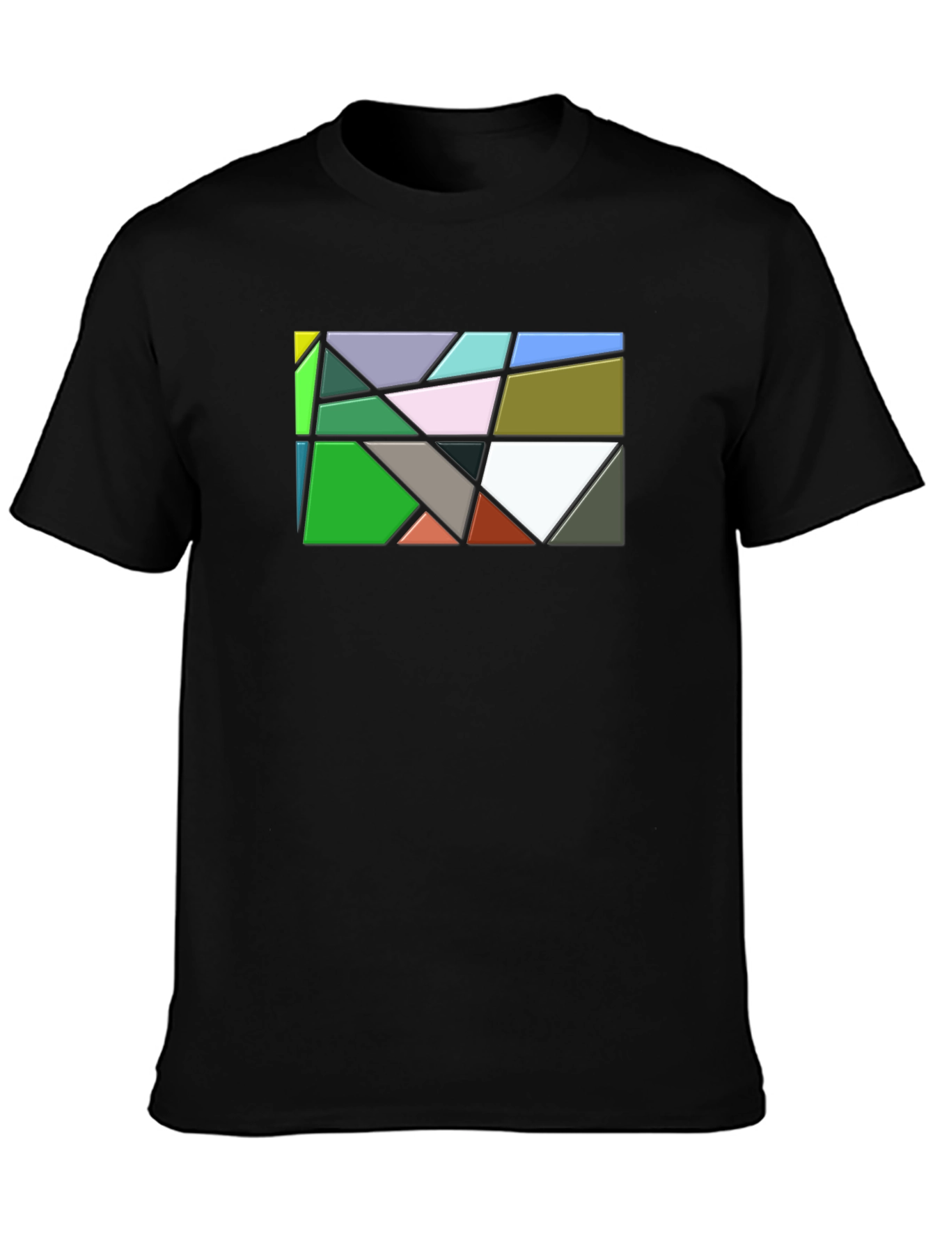 Geometric Abstract Art Mens Black T-Shirt