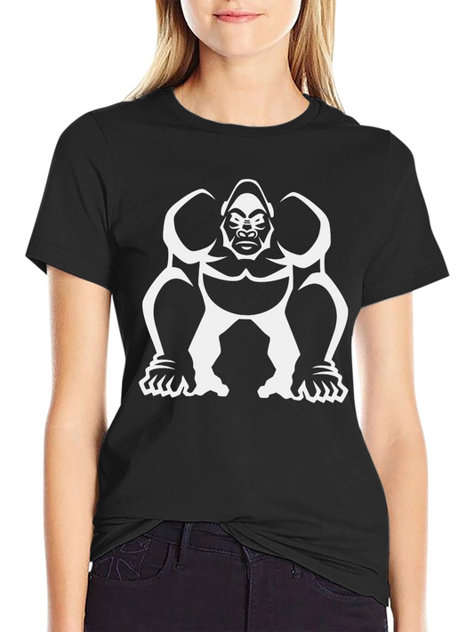 Black T-Shirt with White Gorilla Graphic Print