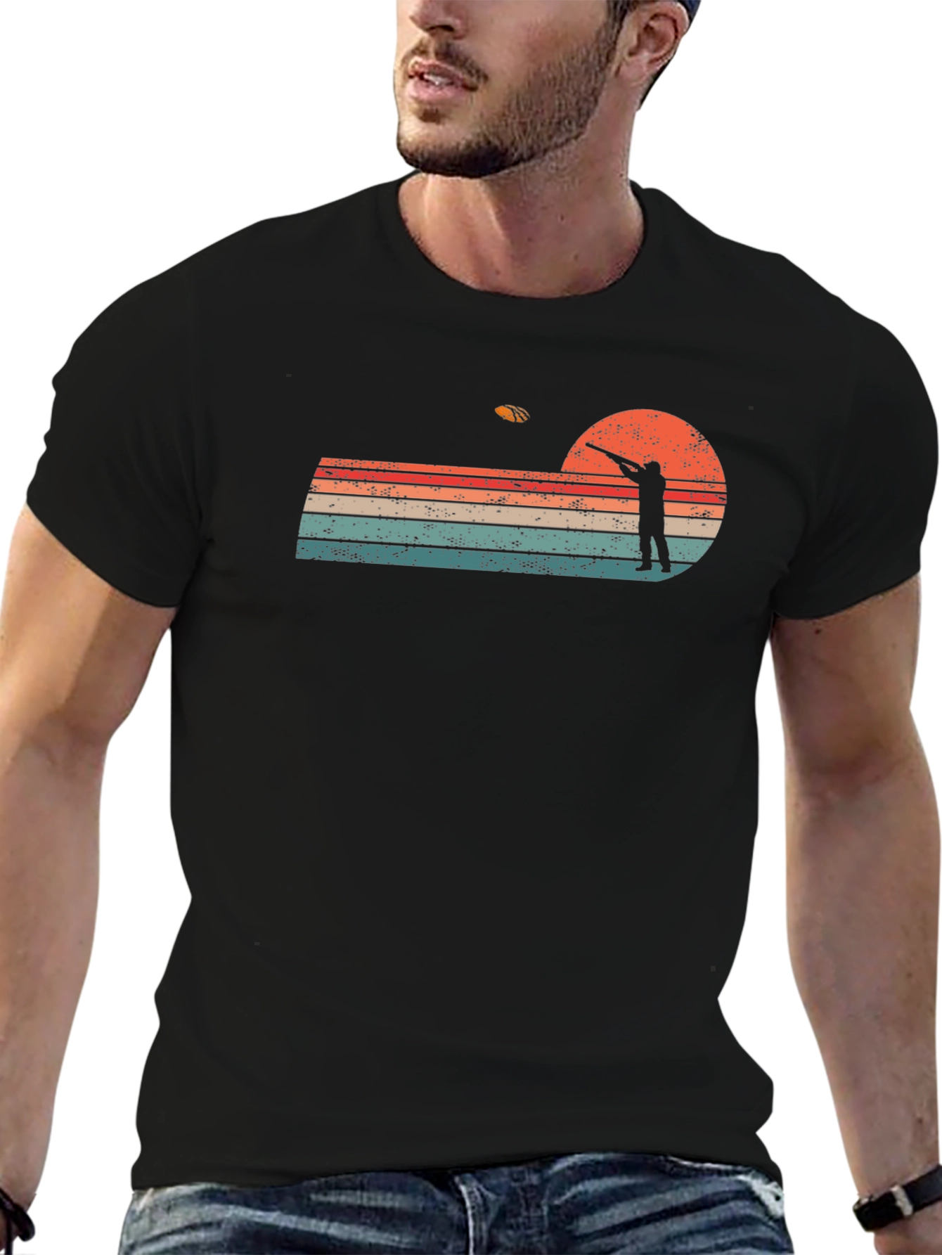 Retro Sunset Skeet Shooting Graphic Tee