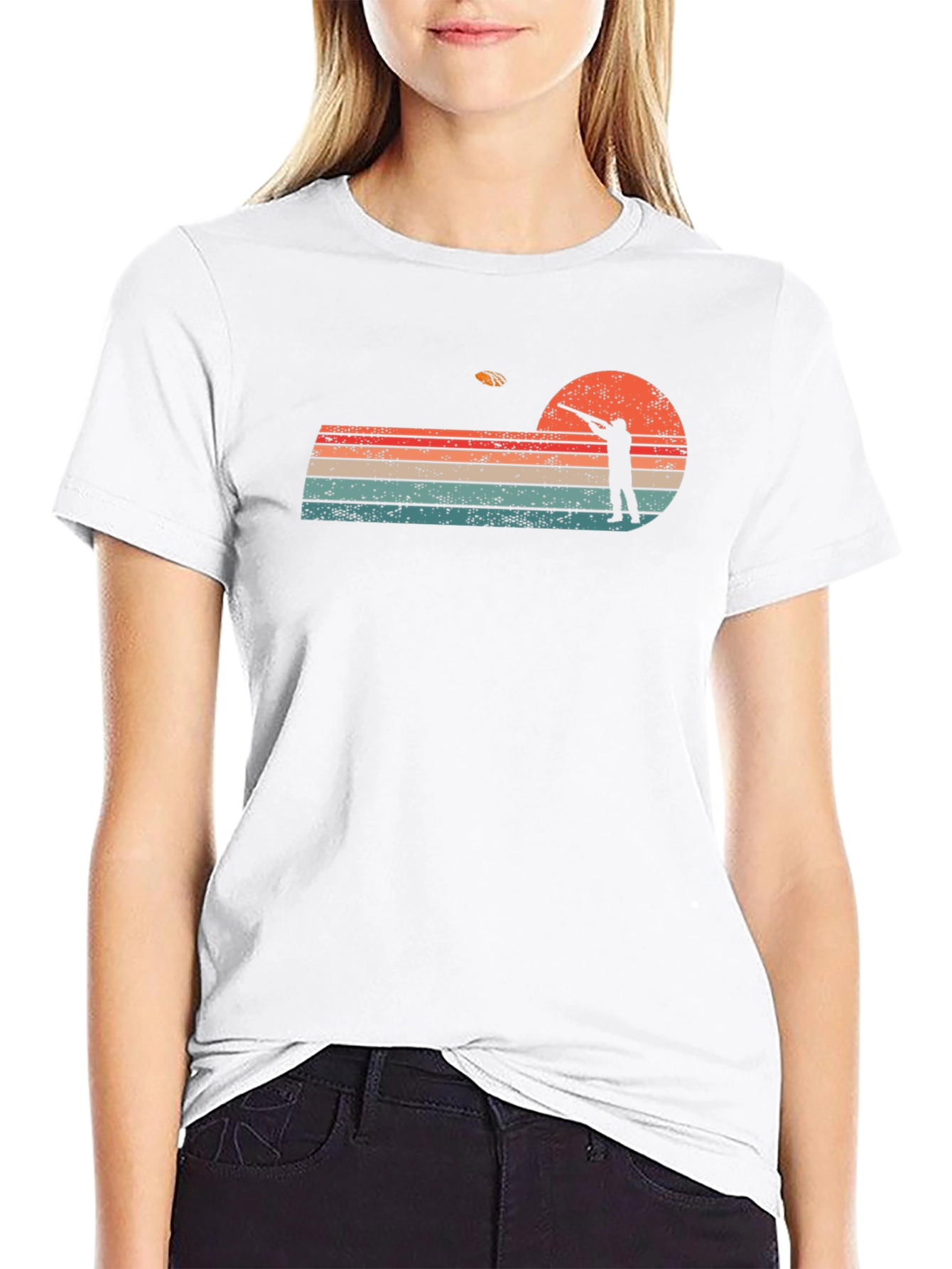 Retro Sunset Skeet Shooting Graphic Tee