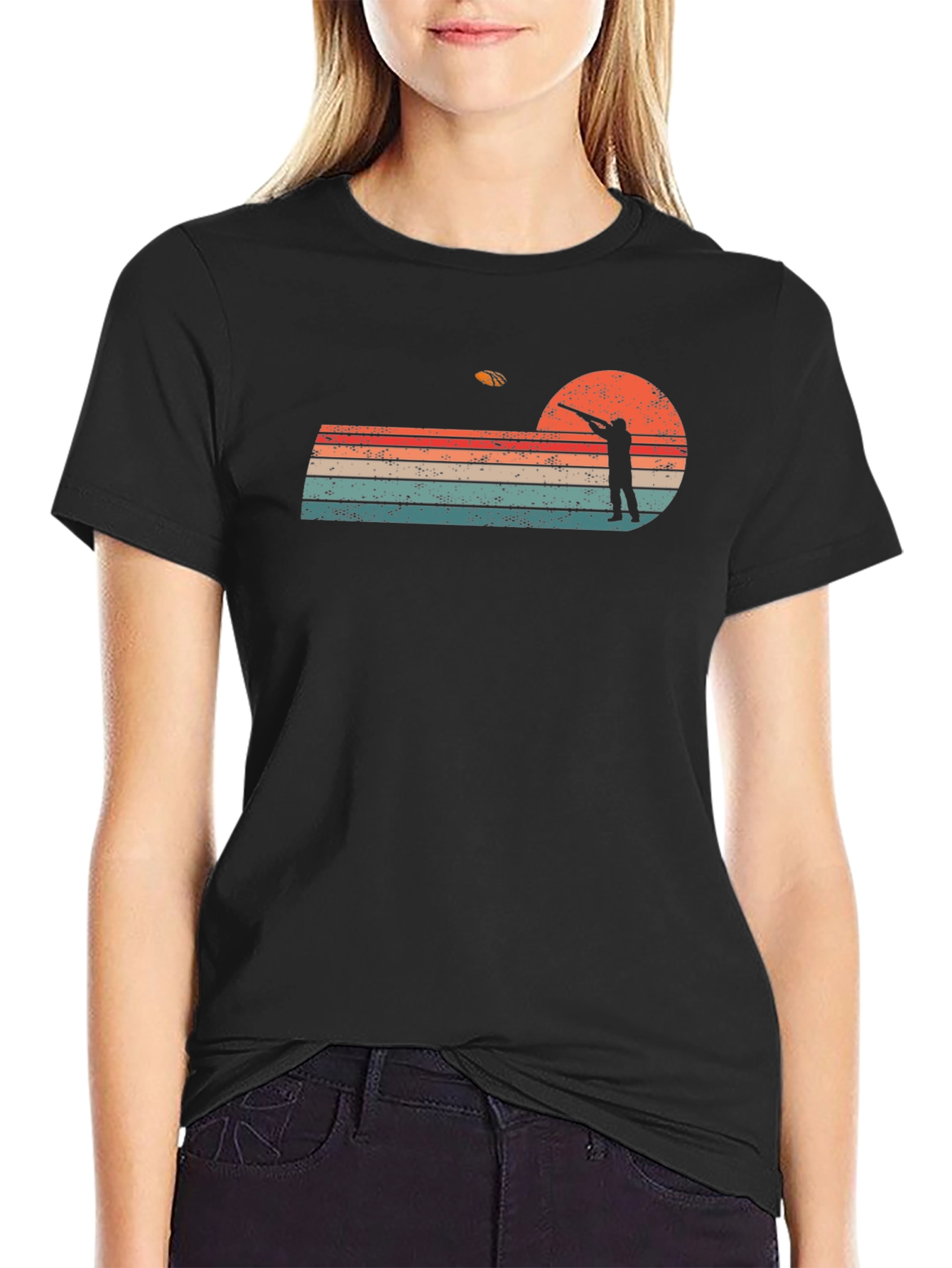 Retro Sunset Skeet Shooting Graphic Tee