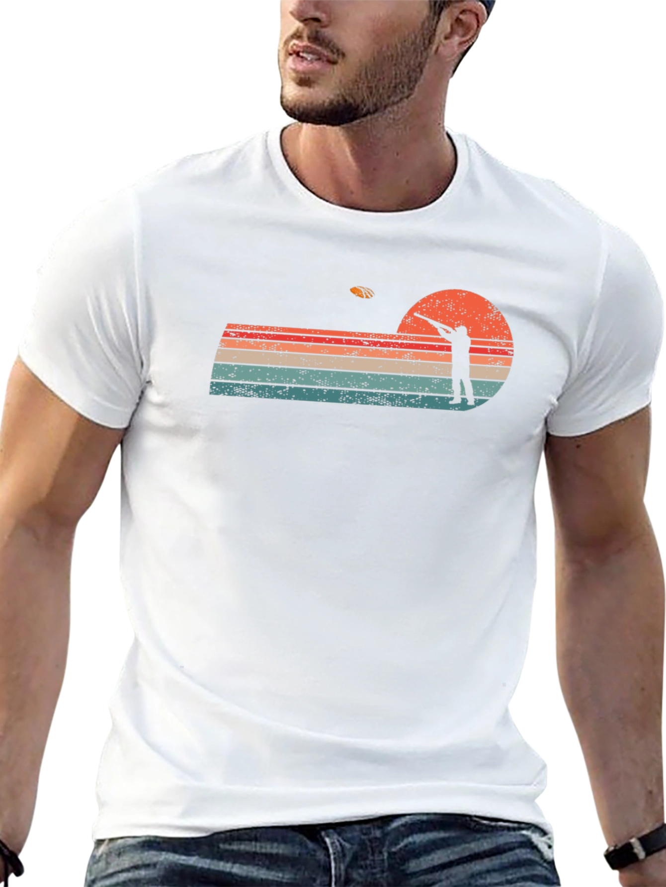 Retro Sunset Skeet Shooting Graphic Tee