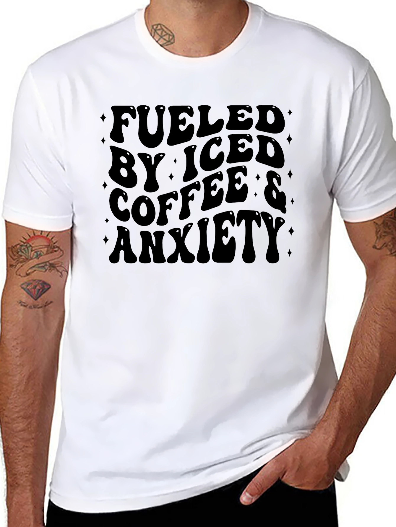 Fueled By Iced Coffee & Anxiety Graphic T-Shirt