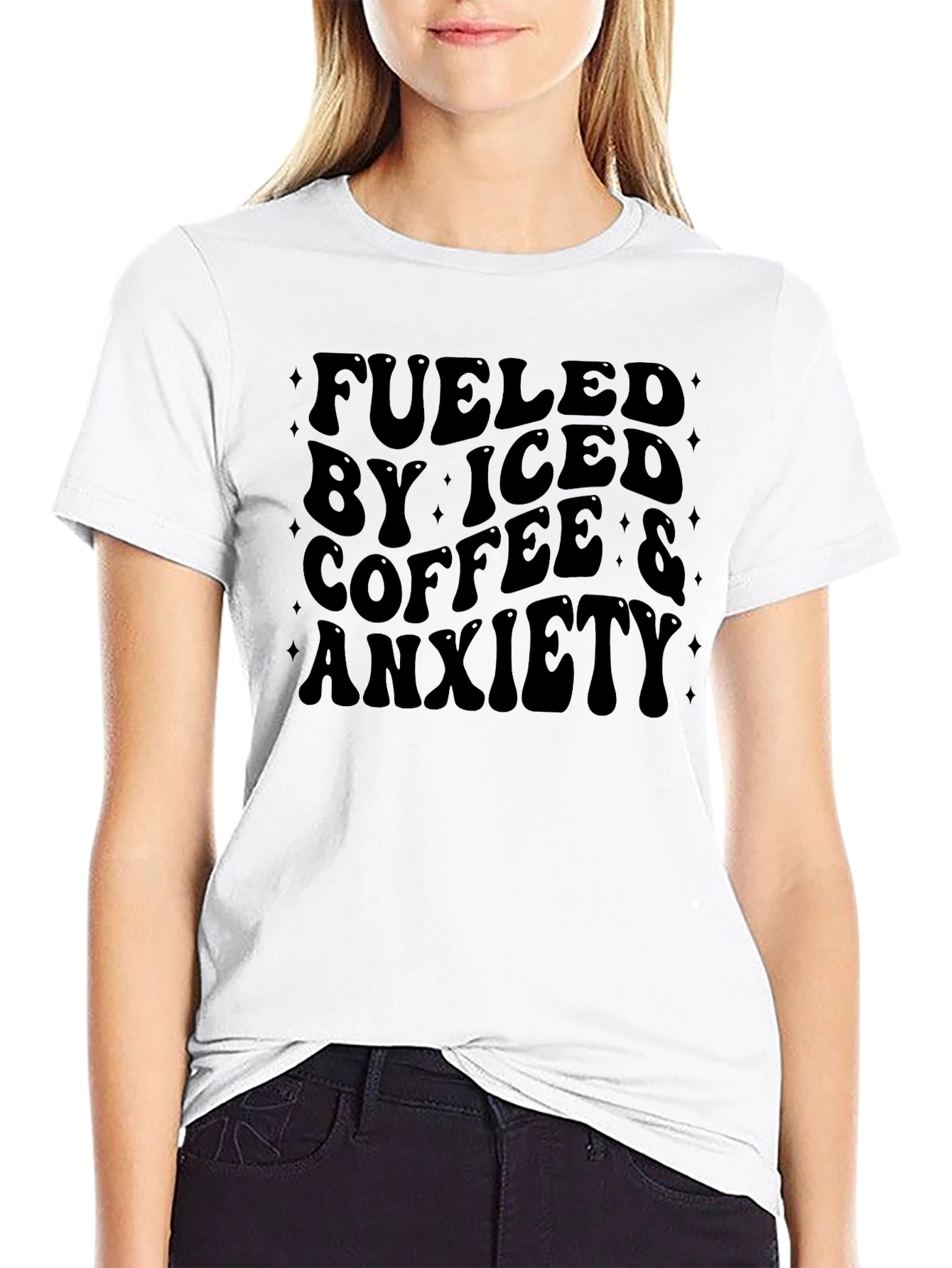 Fueled By Iced Coffee & Anxiety Graphic T-Shirt