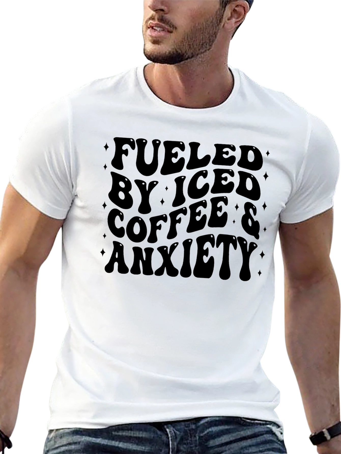 Fueled By Iced Coffee & Anxiety Graphic T-Shirt
