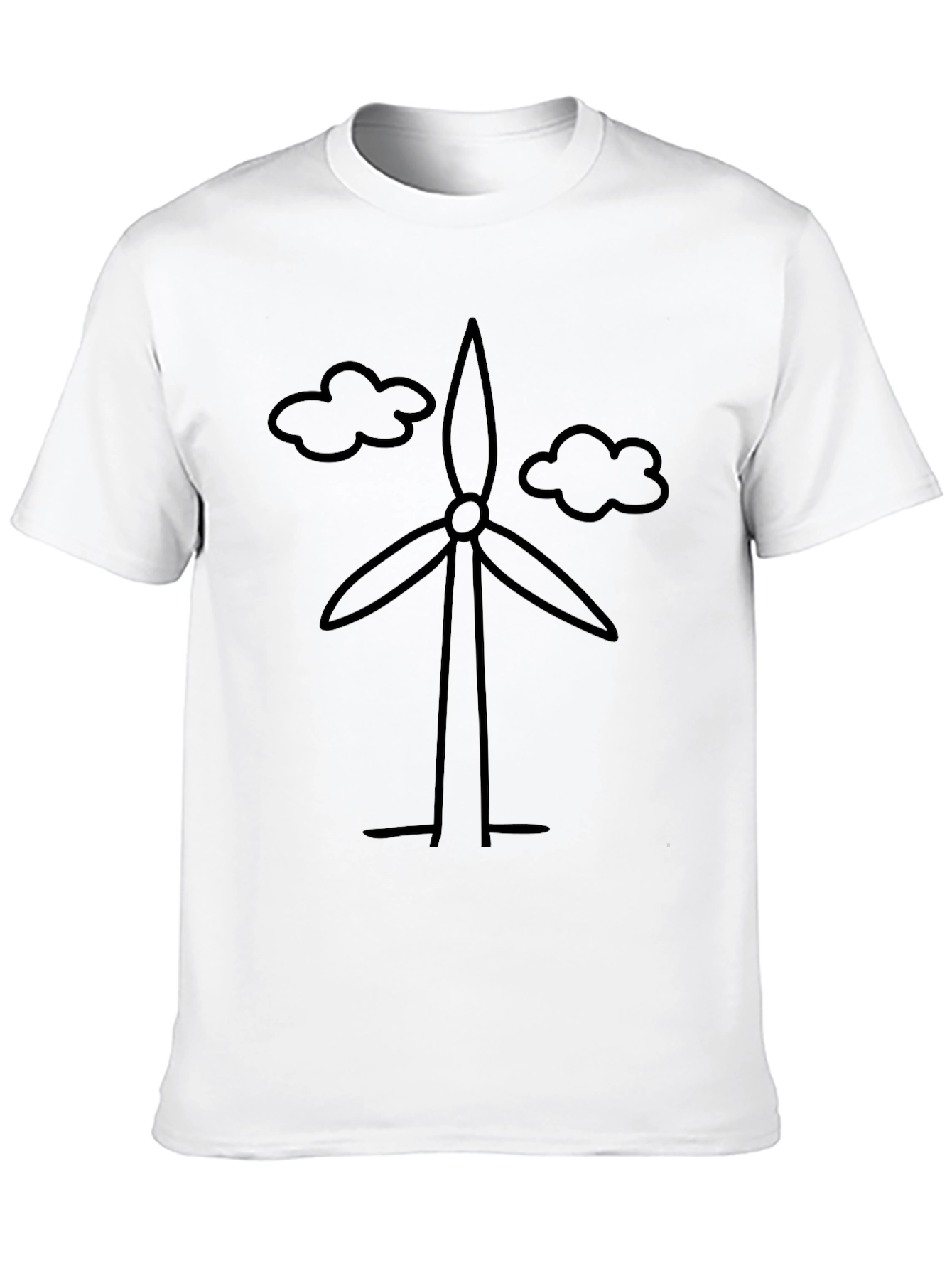 Eco-Friendly Wind Turbine Graphic T-Shirt - Black