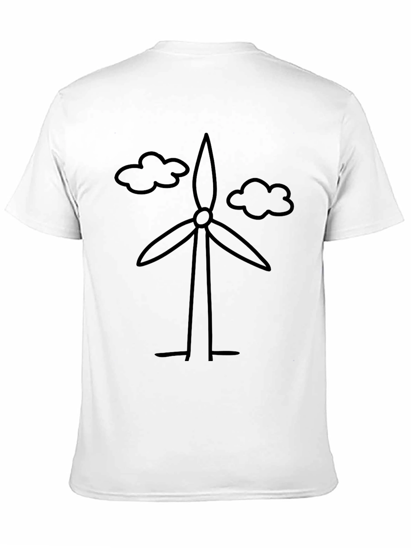Eco-Friendly Wind Turbine Graphic T-Shirt - Black