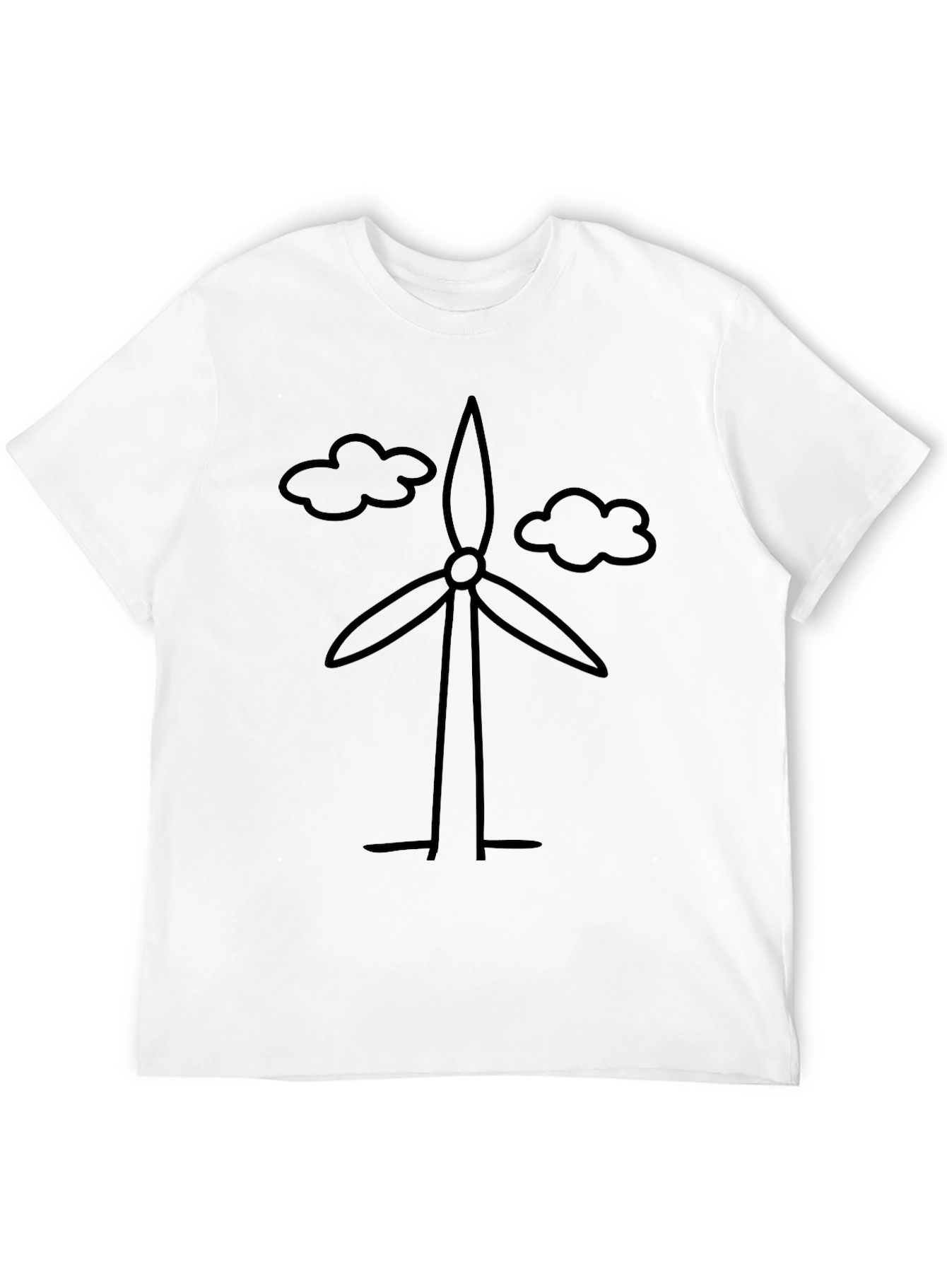 Eco-Friendly Wind Turbine Graphic T-Shirt - Black
