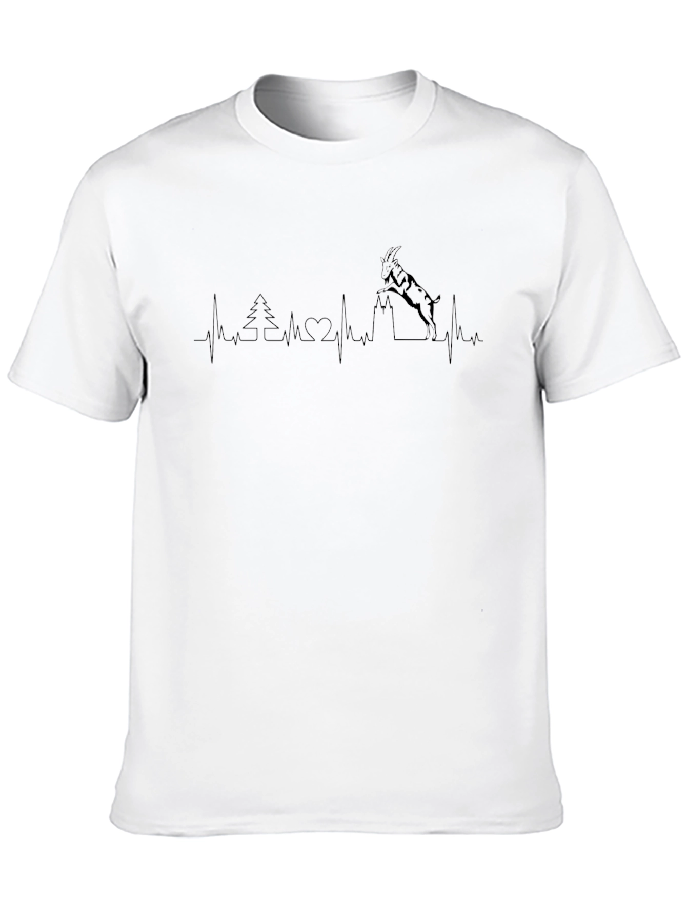 Heartbeat Mountain Goat Graphic Tee - Black
