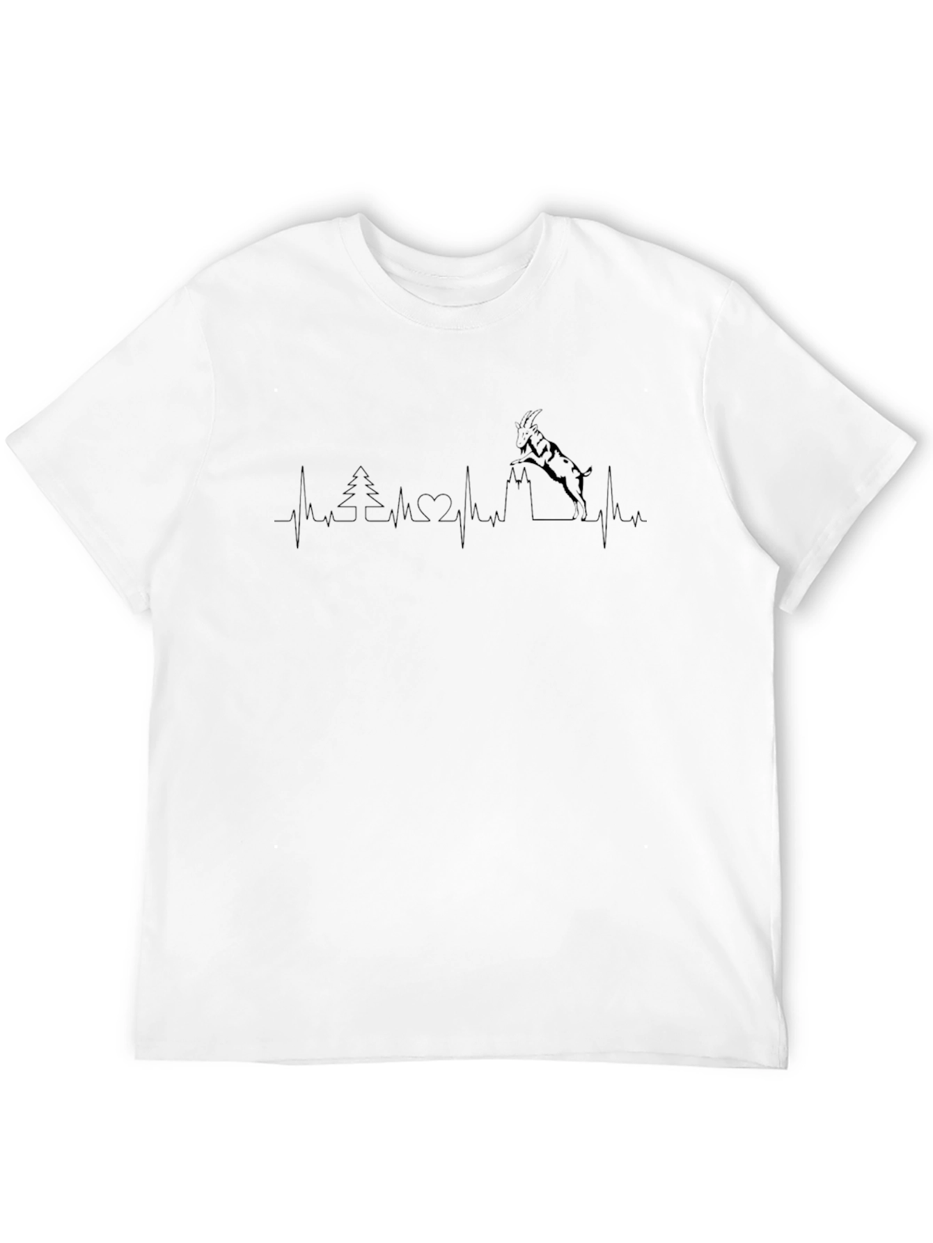 Heartbeat Mountain Goat Graphic Tee - Black