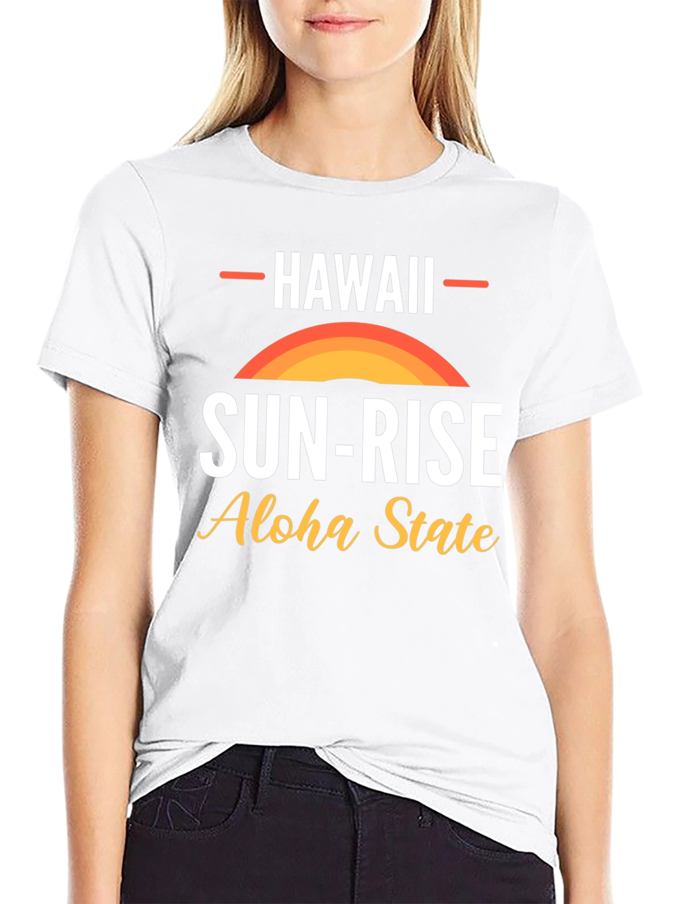 Hawaii Sun-Rise Aloha State Black Graphic T-Shirt