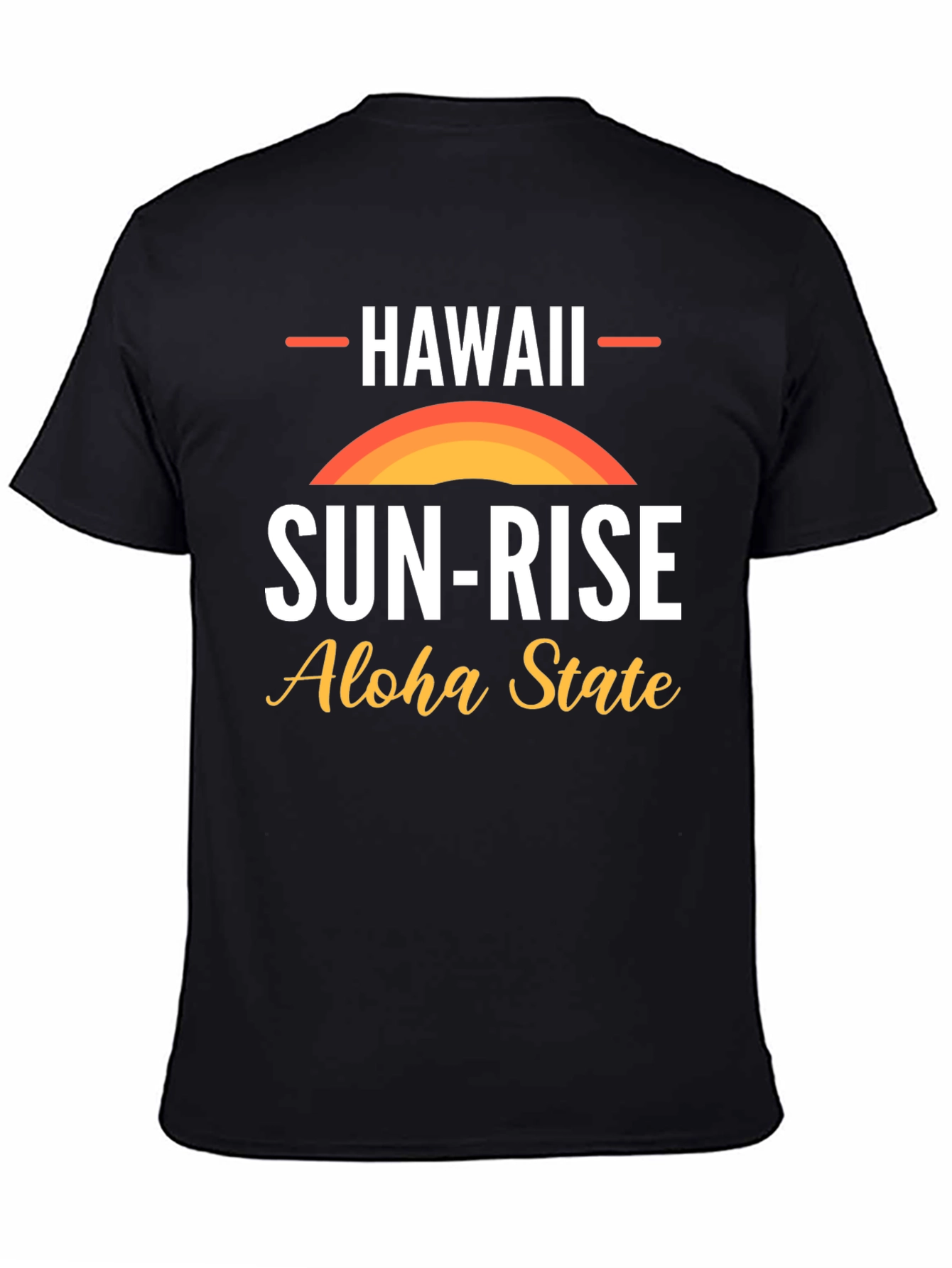 Hawaii Sun-Rise Aloha State Black Graphic T-Shirt