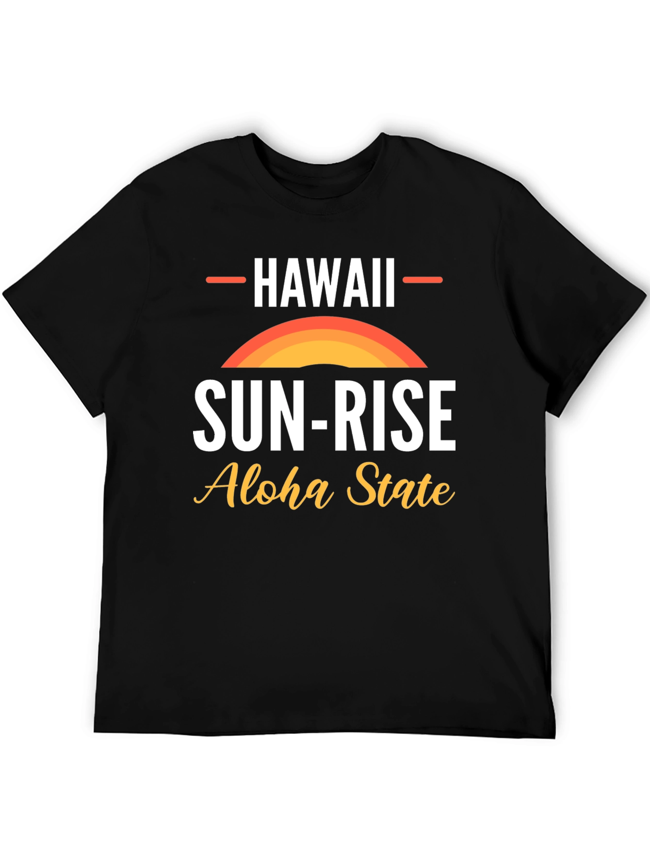 Hawaii Sun-Rise Aloha State Black Graphic T-Shirt