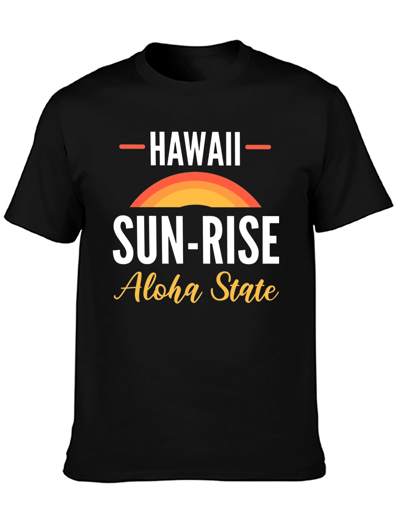 Hawaii Sun-Rise Aloha State Black Graphic T-Shirt