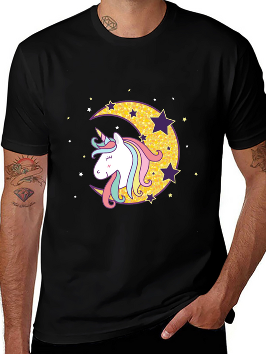 Unicorn Moon Graphic Tee - Mens Black T-Shirt