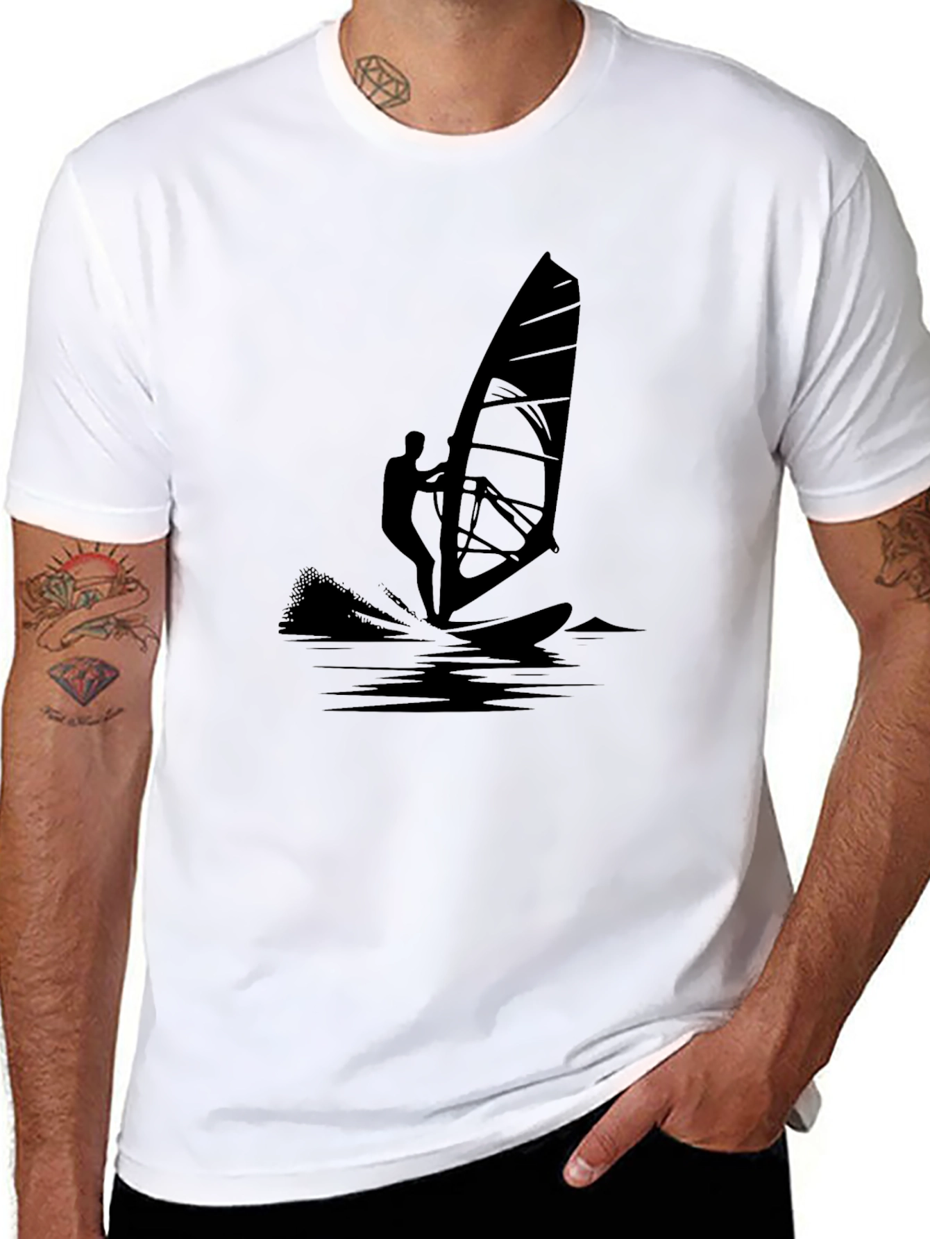 Black Windsurfer Graphic Tee - Stylish & Unique Design